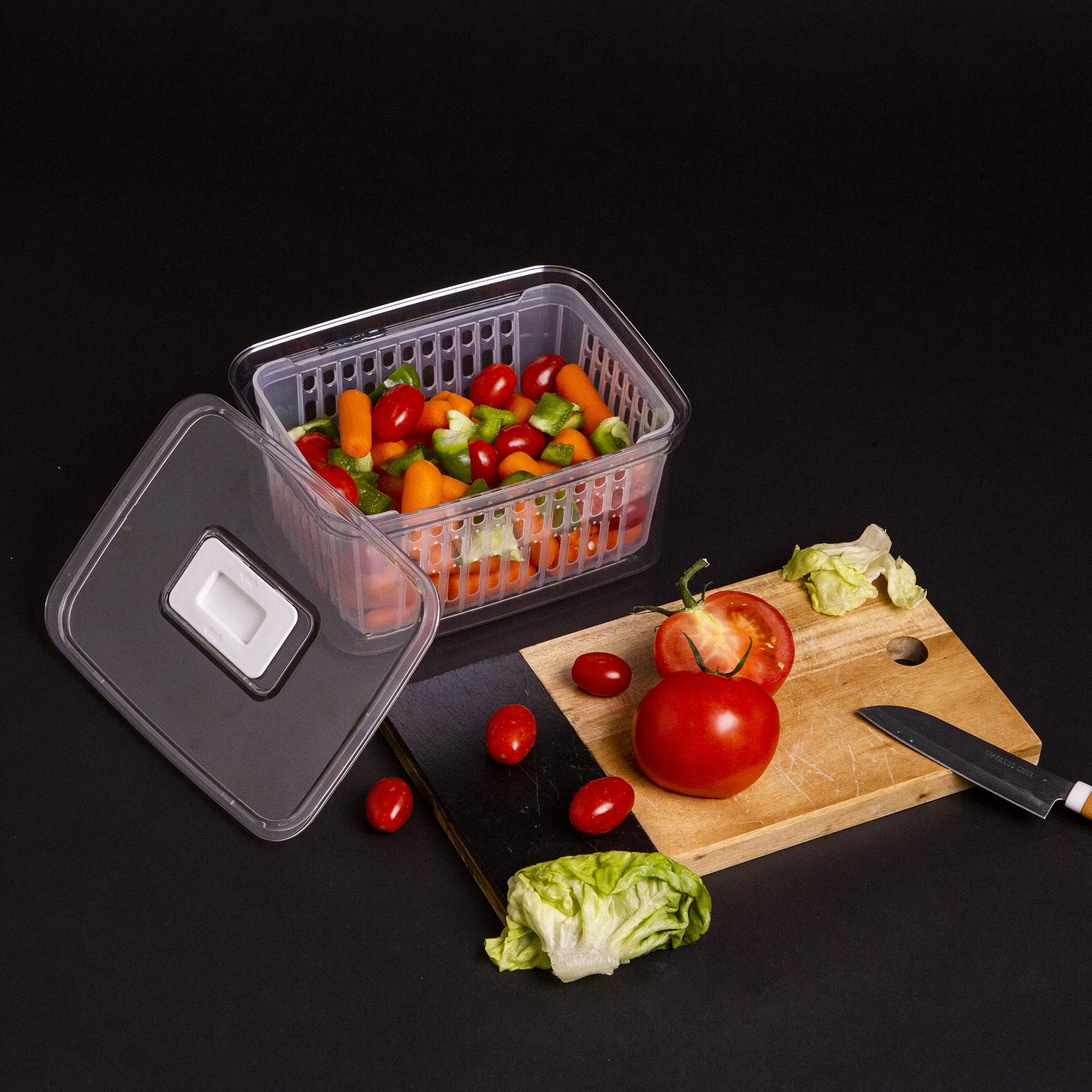 Bino | Produce Saver - 6.8 Cup/1.6L | Fridge Storage Containers For Fruits And Vegetables | Vegetable Storage With Adjustable Ai