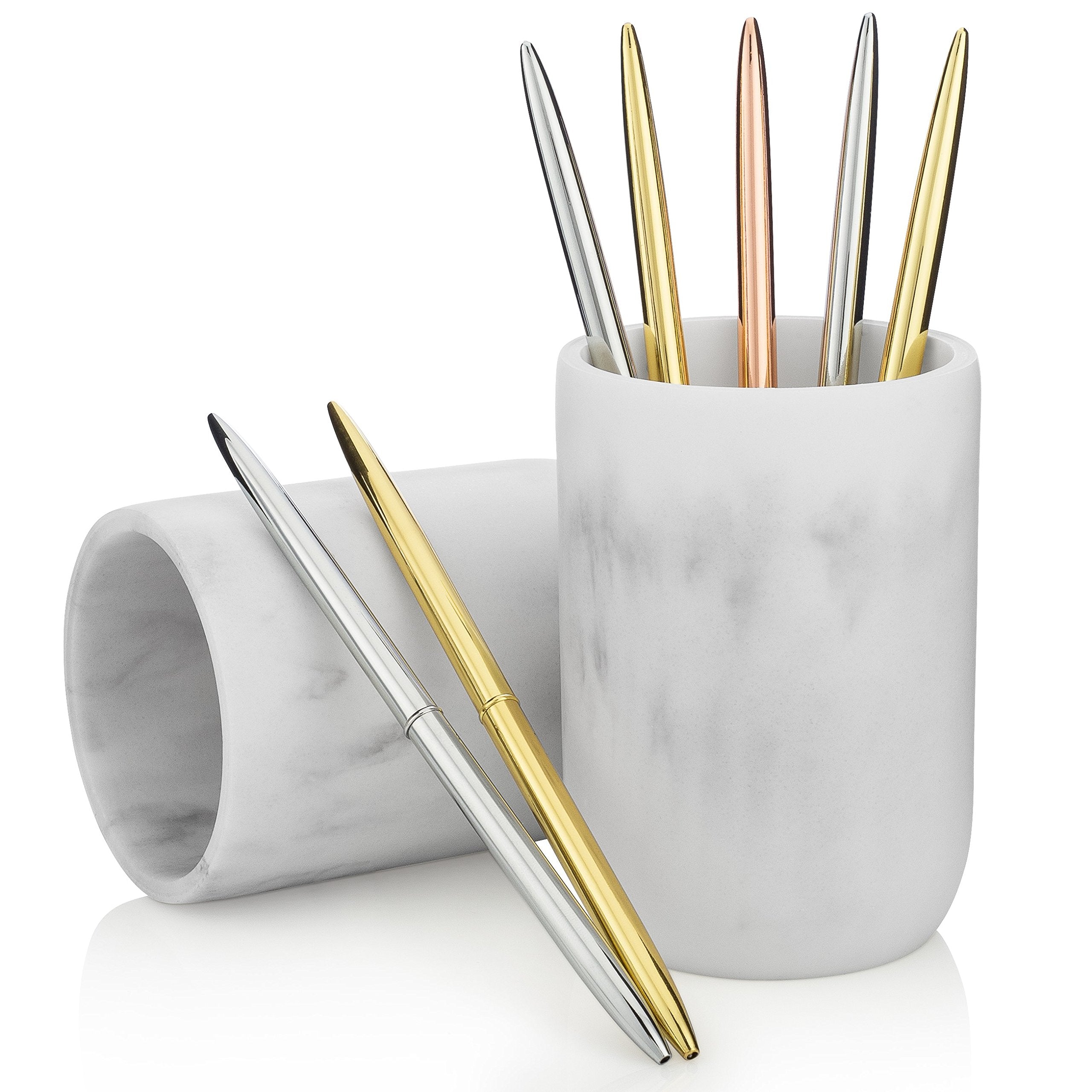 Essentra Home Blanc Collection White Bathroom Tumbler Cup For Vanity Countertops, Also Great As Pencil Pen Holder And Makeup Bru