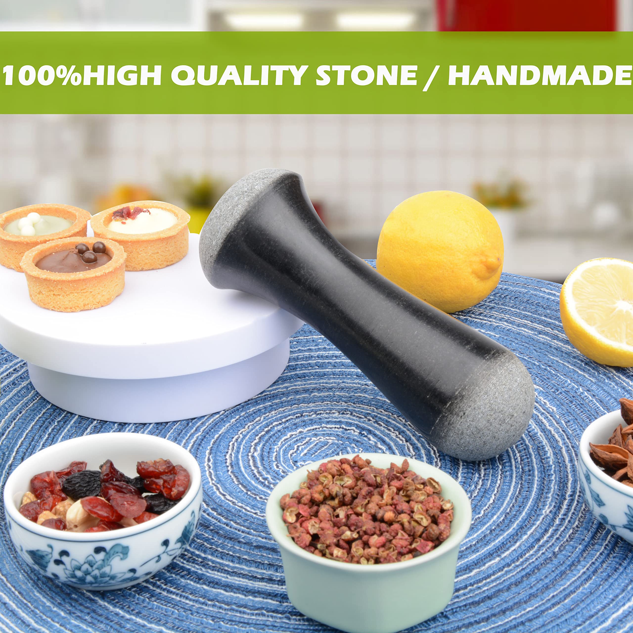 Tianman Granite Replacement Pestle 5.9'' Length Polished, Use Pestle On Both Ends (Only Pestle Mortar Not Included) (Granite Pol
