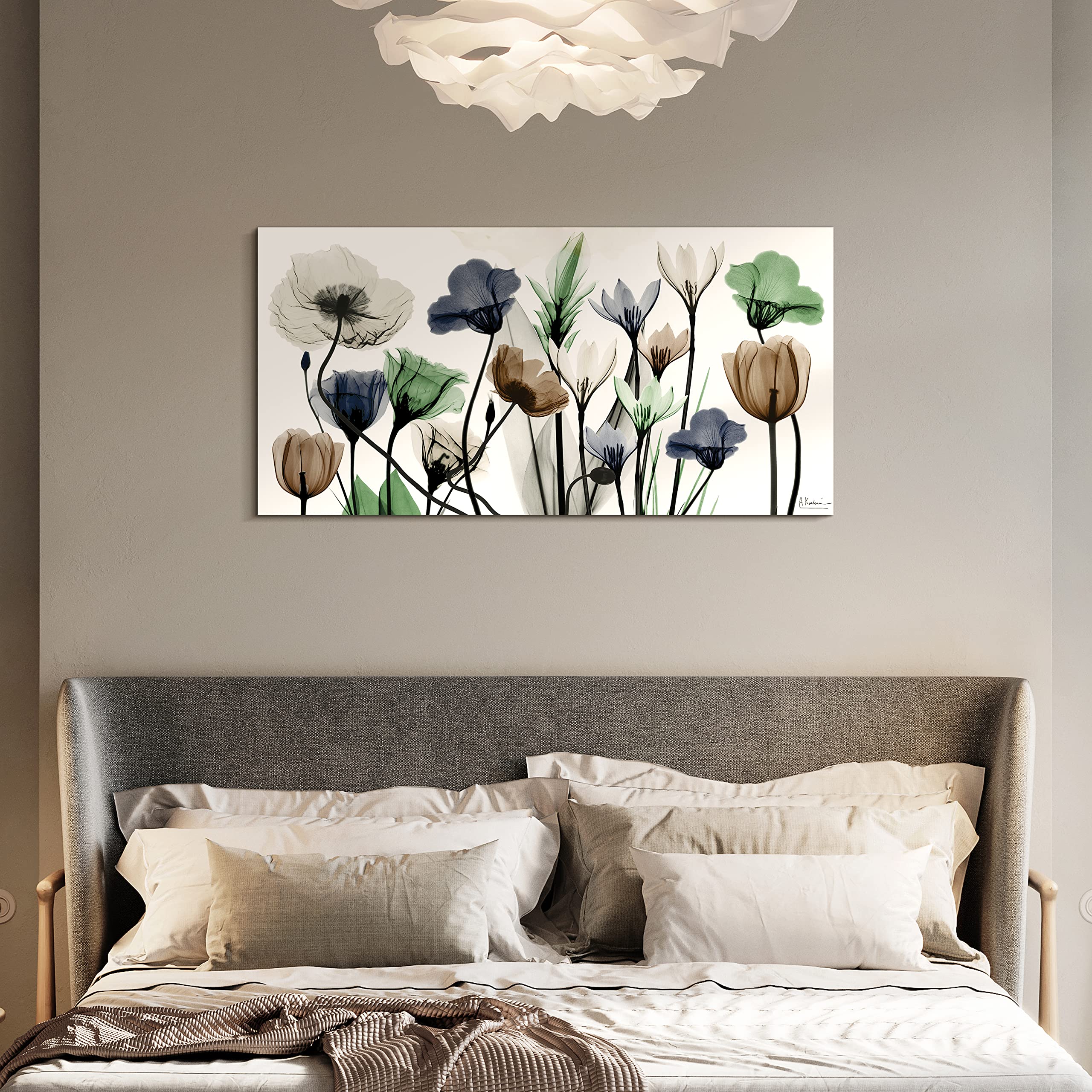 Empire Art Direct Frameless Free Floating Tempered Glass Panel Graphic Wall Art Ready To Hang, 24'' X 48'', Floral Landscape