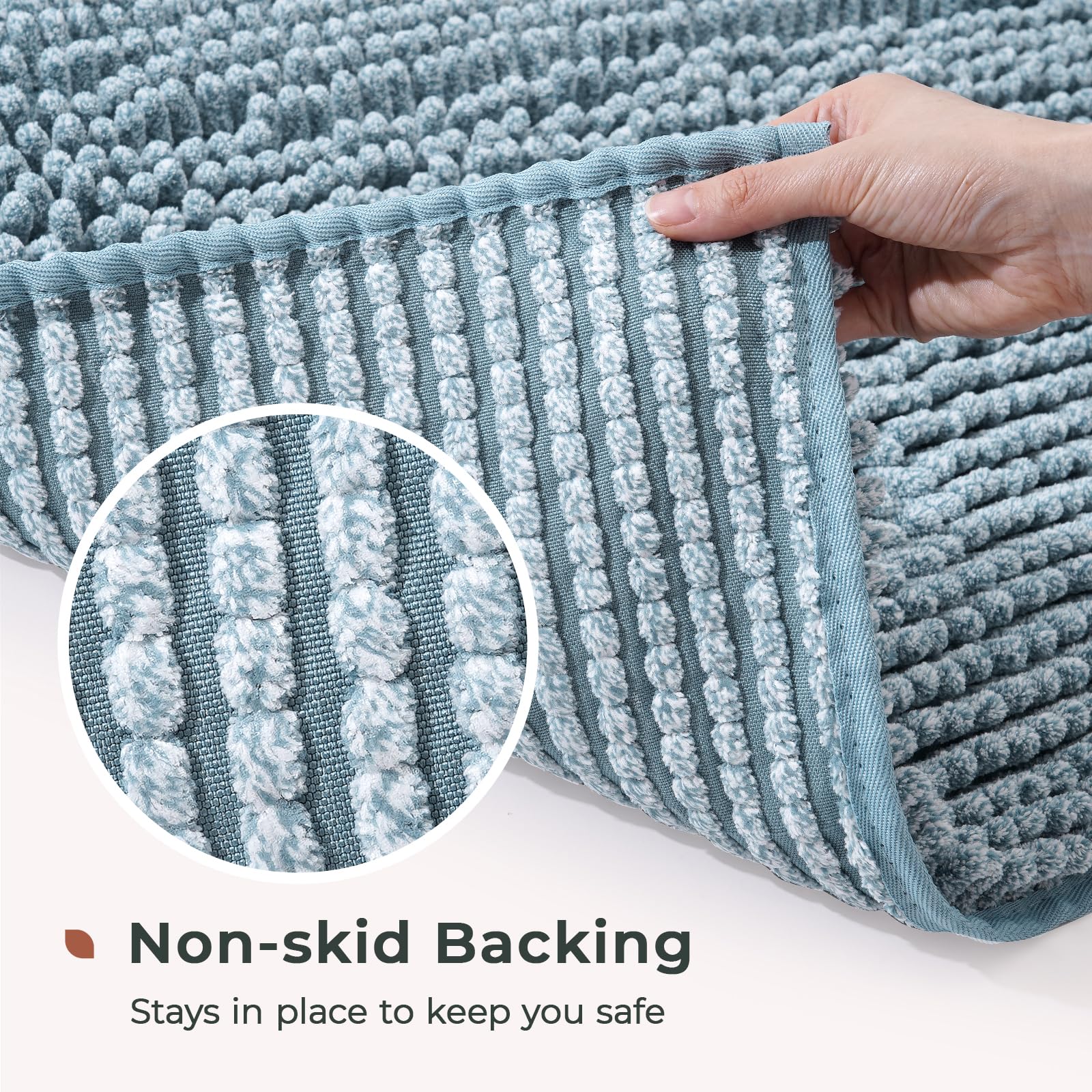 Freshmint Chenille Bathroom Rugs Mat 32''X20'', Non-Slip Bath Mat For Bathroom Floor & Bathtub, Washable Shower Shag Bath Rugs,
