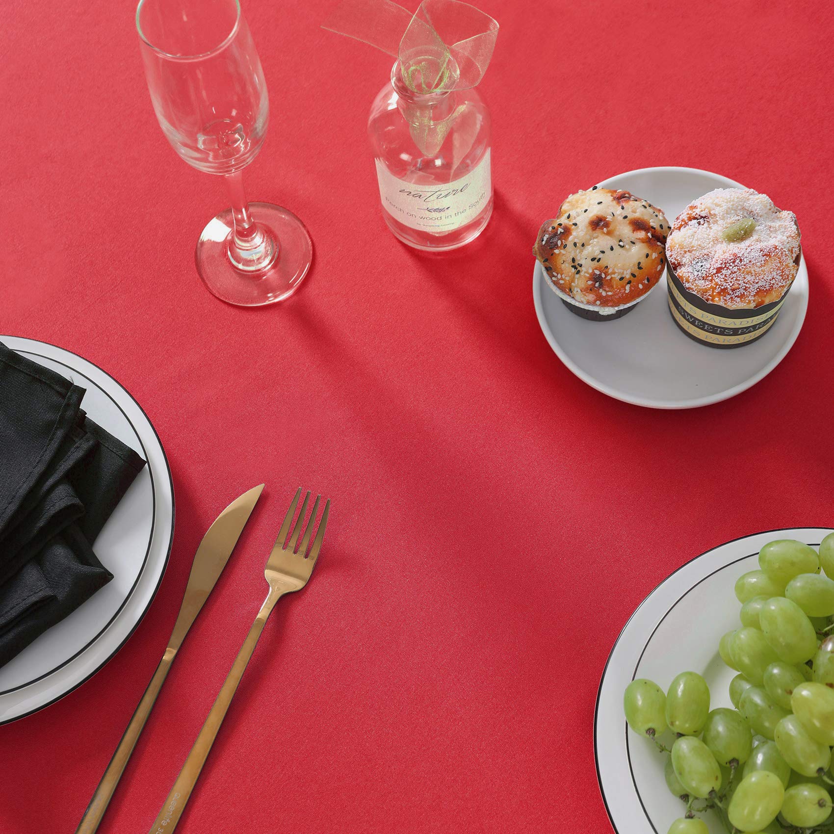 70 Inch Round Tablecloth Washable Polyester Table Cloth Decorative Table Cover For Wedding Party Dining Banquet(70 Inch,Red)