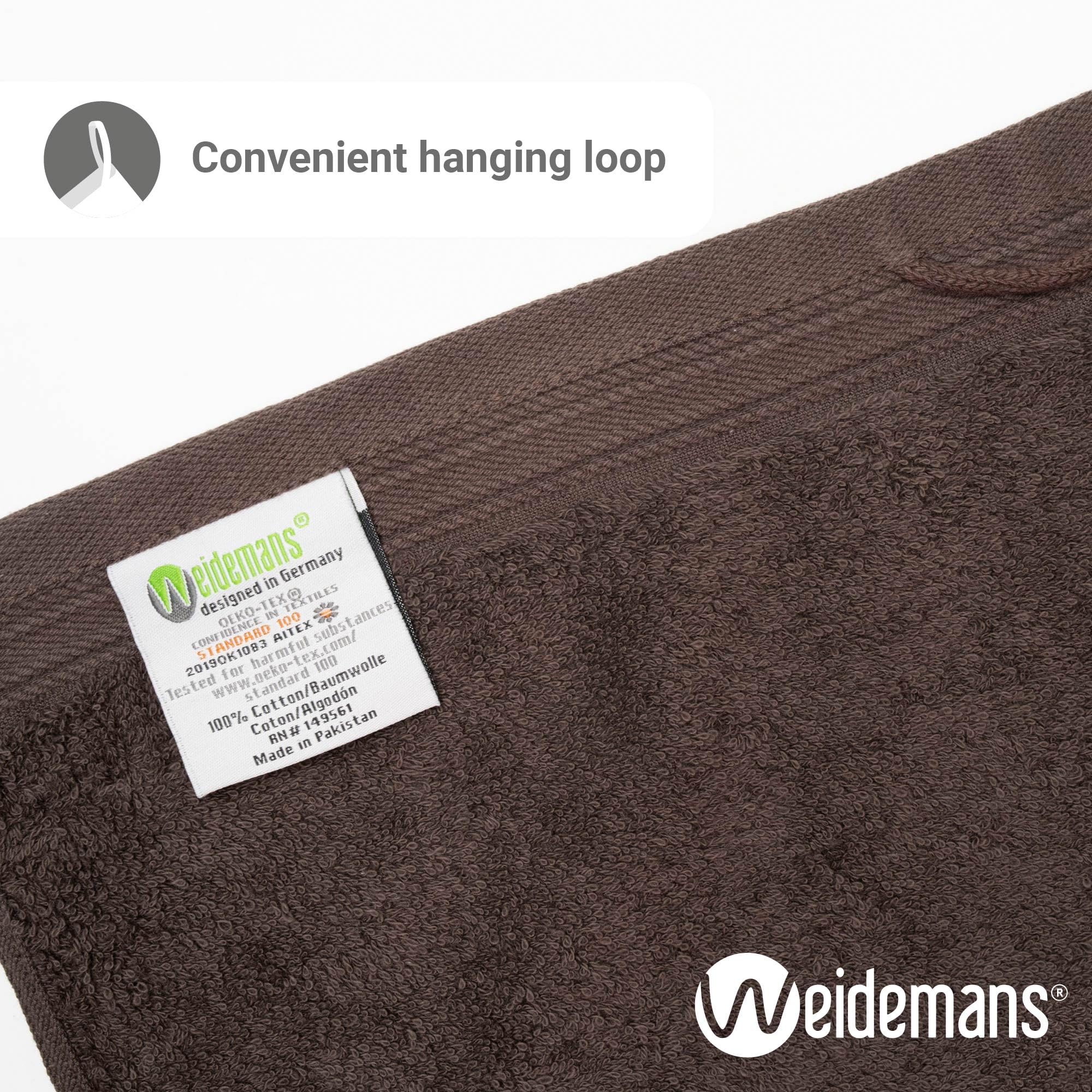 Weidemans Premium Towel Set Of 4 Hand Towels 18'' X 30'' Color: Chocolate |100% Cotton|4 Ultra Soft And Highly Absorbent Hand To