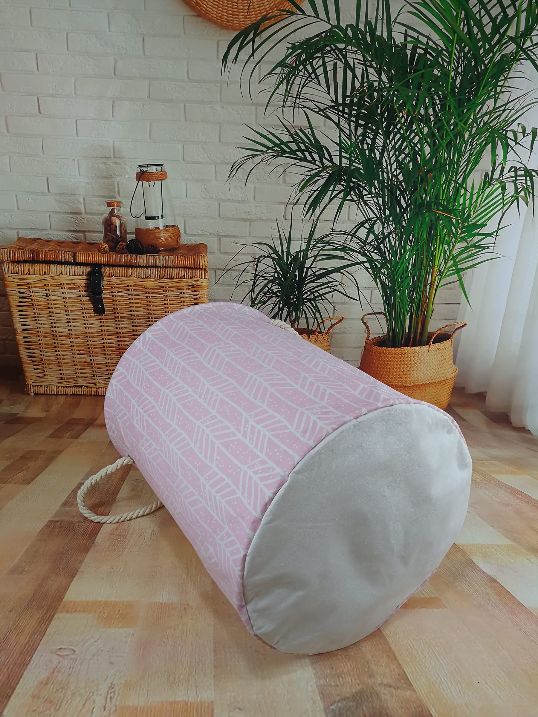 Vaivusto Round Laundry Basket, Waterproof Canvas Large Clothes Basket Laundry Hamper With Rope Handles,Cute Cartoon Kids Nursery