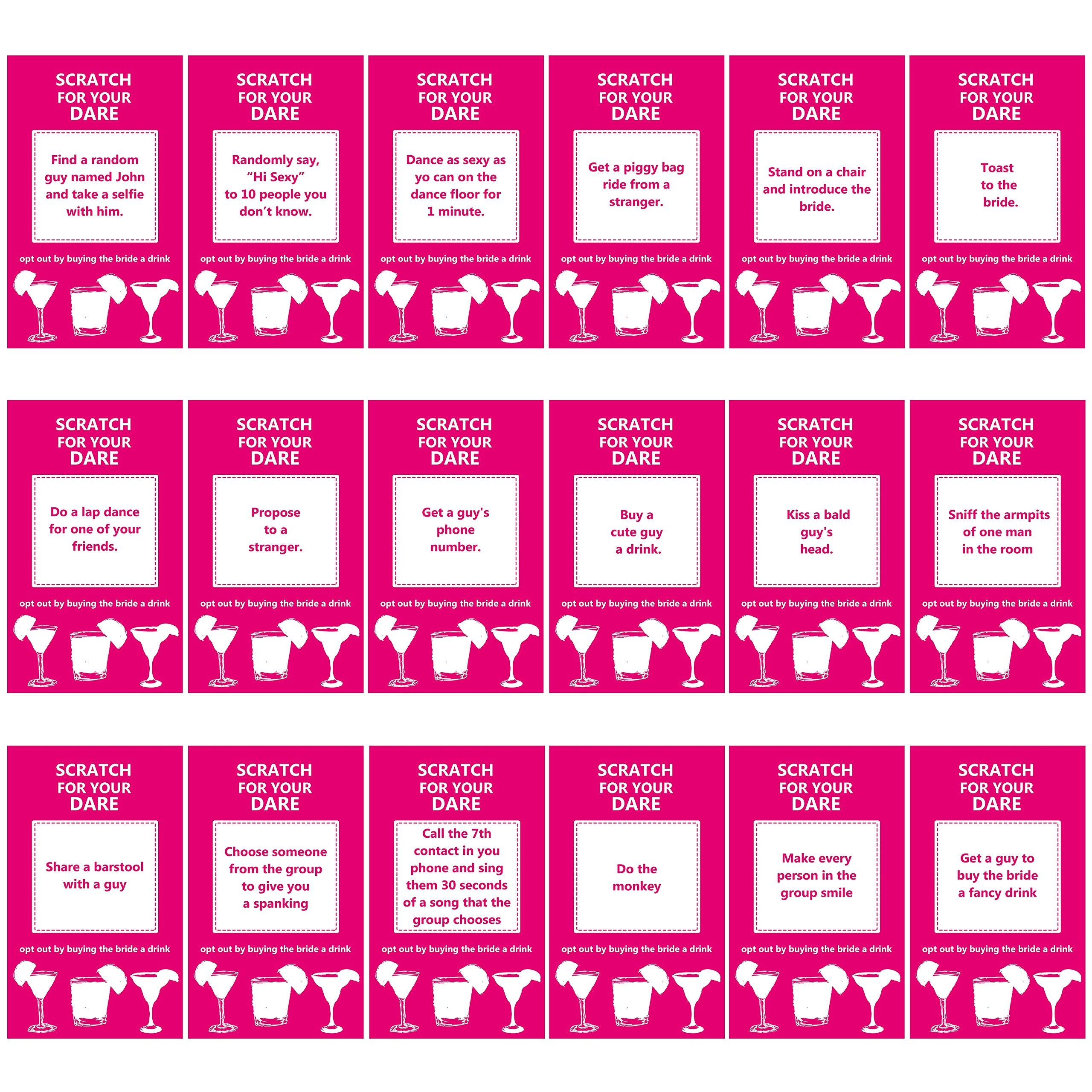 40 Bachelorette Party Drinking Game Dare Card - Bachelorette Scratch Off Cards - Perfect For Girls Night Out Activity,Bridal Sho