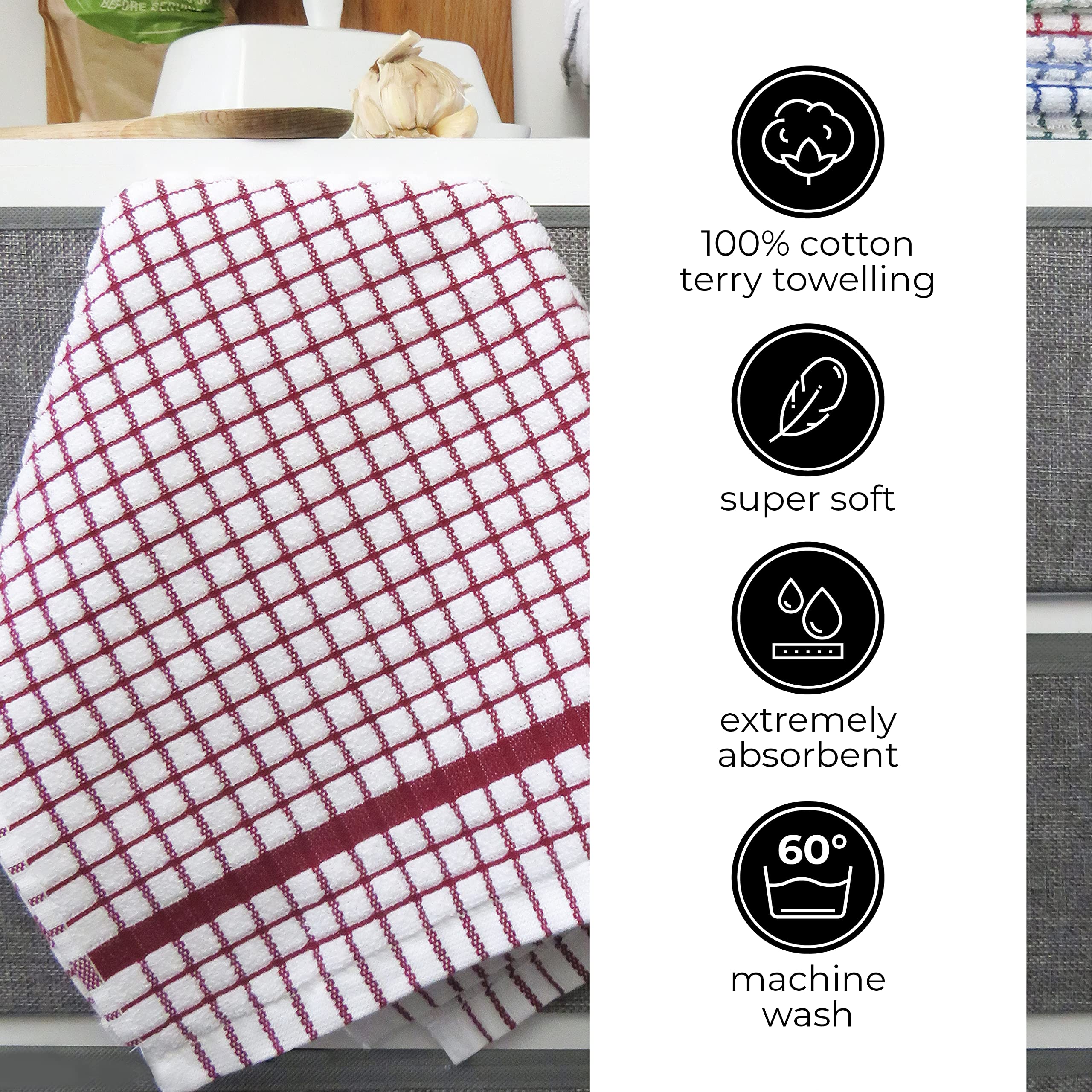 Samuel Lamont Poli-Dri Cotton Tea Towel Burgundy