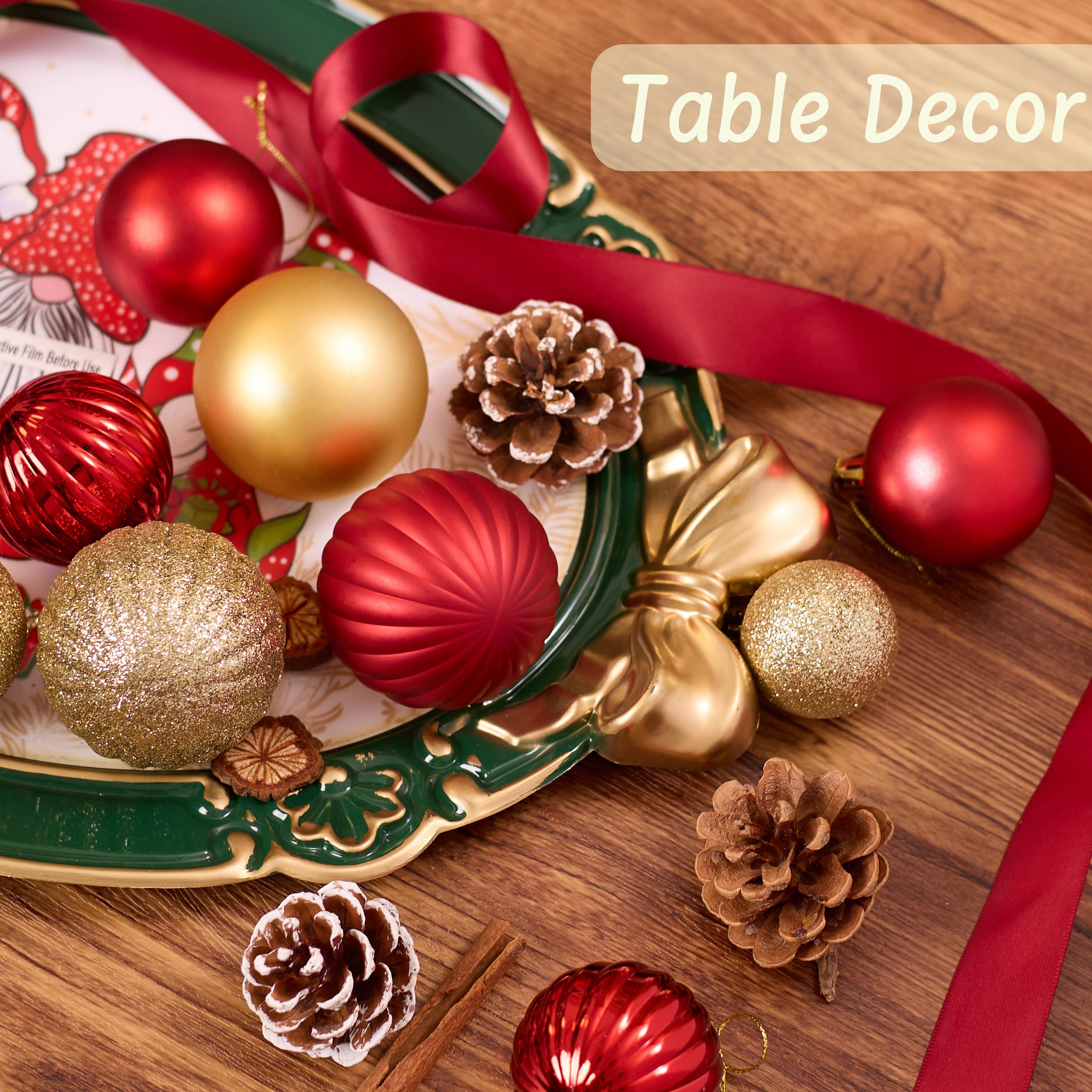 DounakeEvth Christmas Tree Decorations Ornament Set, 50ct Red and Gold Shatterproof Christmas Ball Ornaments Hanging Xmas Holida