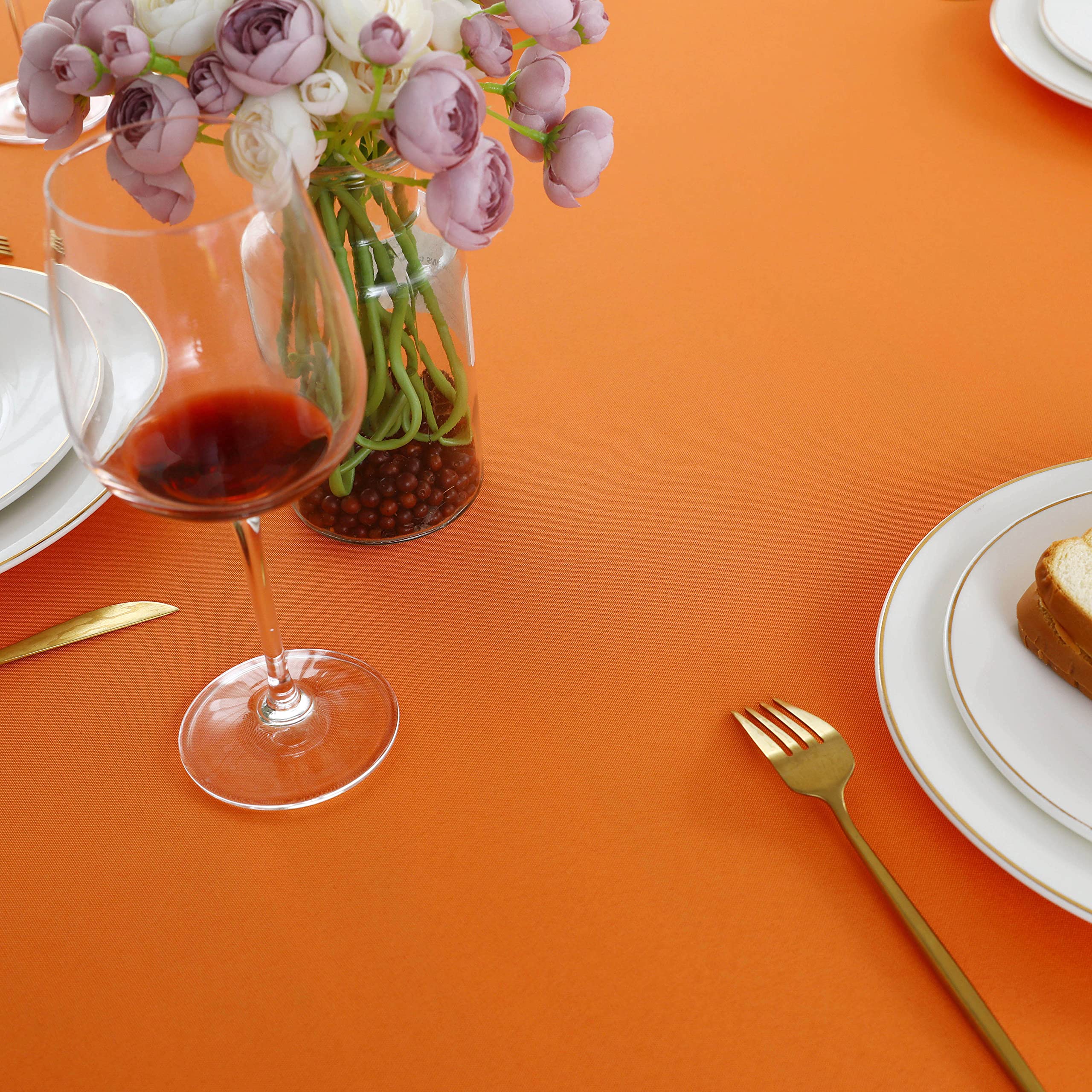 Folins&Home Orange Round Tablecloth 90 Inch Waterproof Heavy Duty Wrinkle Free Polyester Fabric Table Cloth, Spillproof Washable