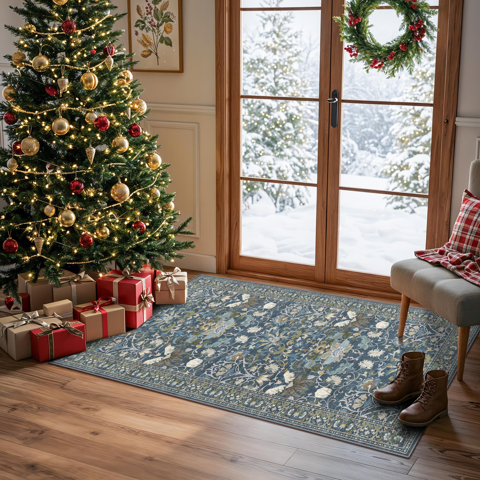 Washable 2x4 Entryway Area Rugs: Anti-Slip Thin Kitchen Carpet Indoor Light-Weight Doormat Ultra Soft Low Pile Nursery Room Rug 