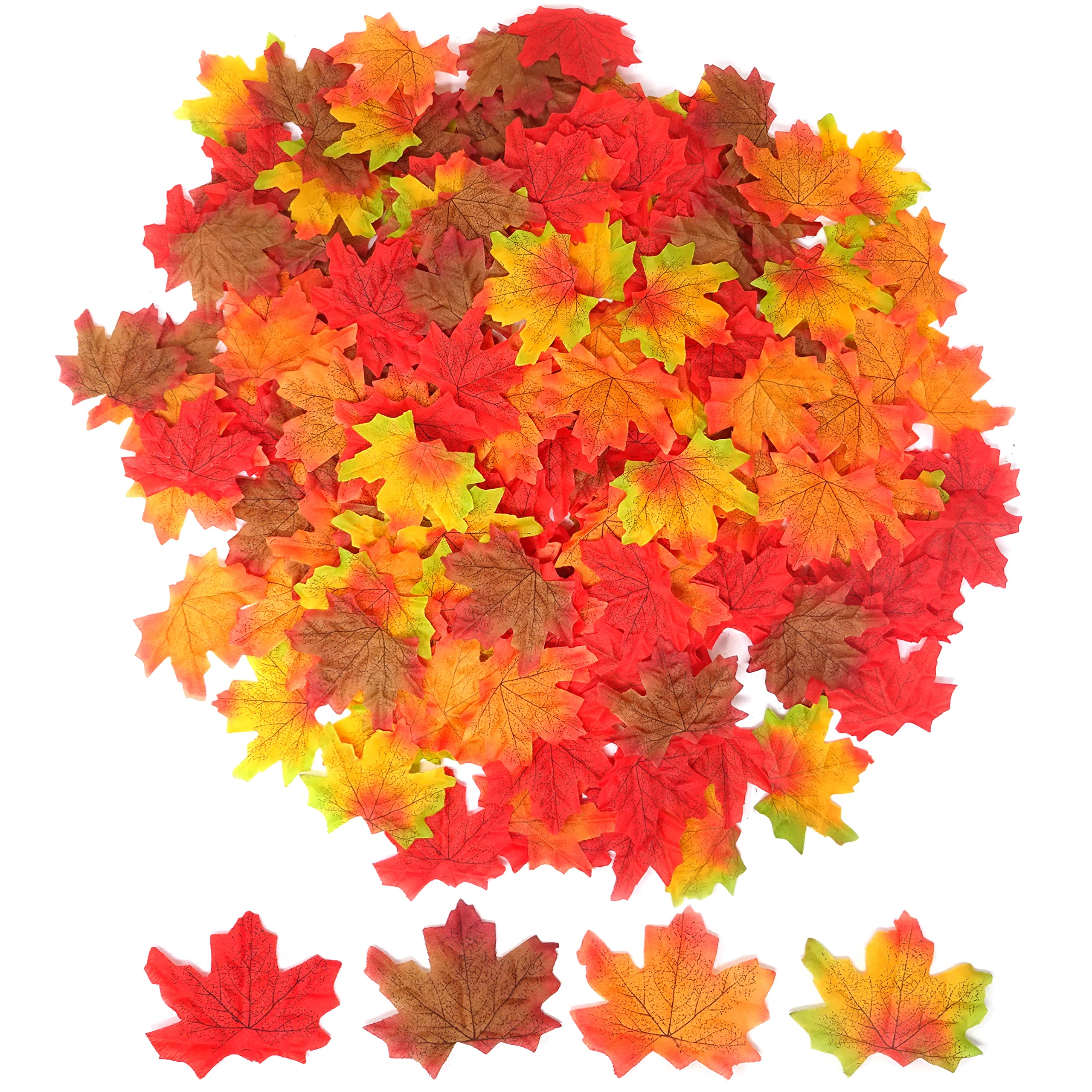 Honbay 200PCS 8cm/3.1inch Assorted Color Artificial Maple Leaves Fall Leaves for Weddings, Thanksgiving Day, Parties, Props, Cra