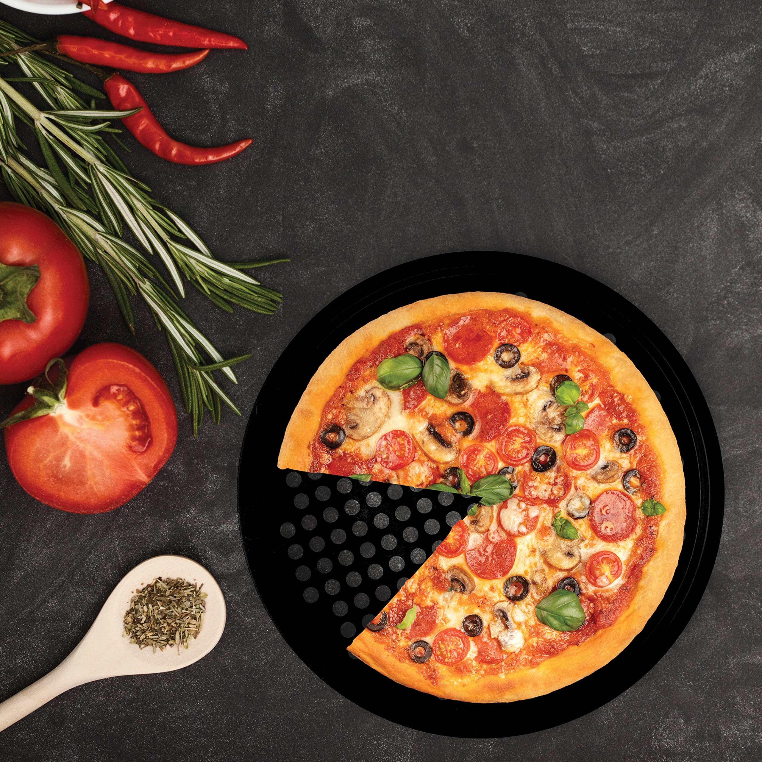 Fantes Perforated Crispy Pizza Pan, Non-Stick Carbon Steel, Pfoa Free, 12-Inches, The Italian Market Original Since 1906