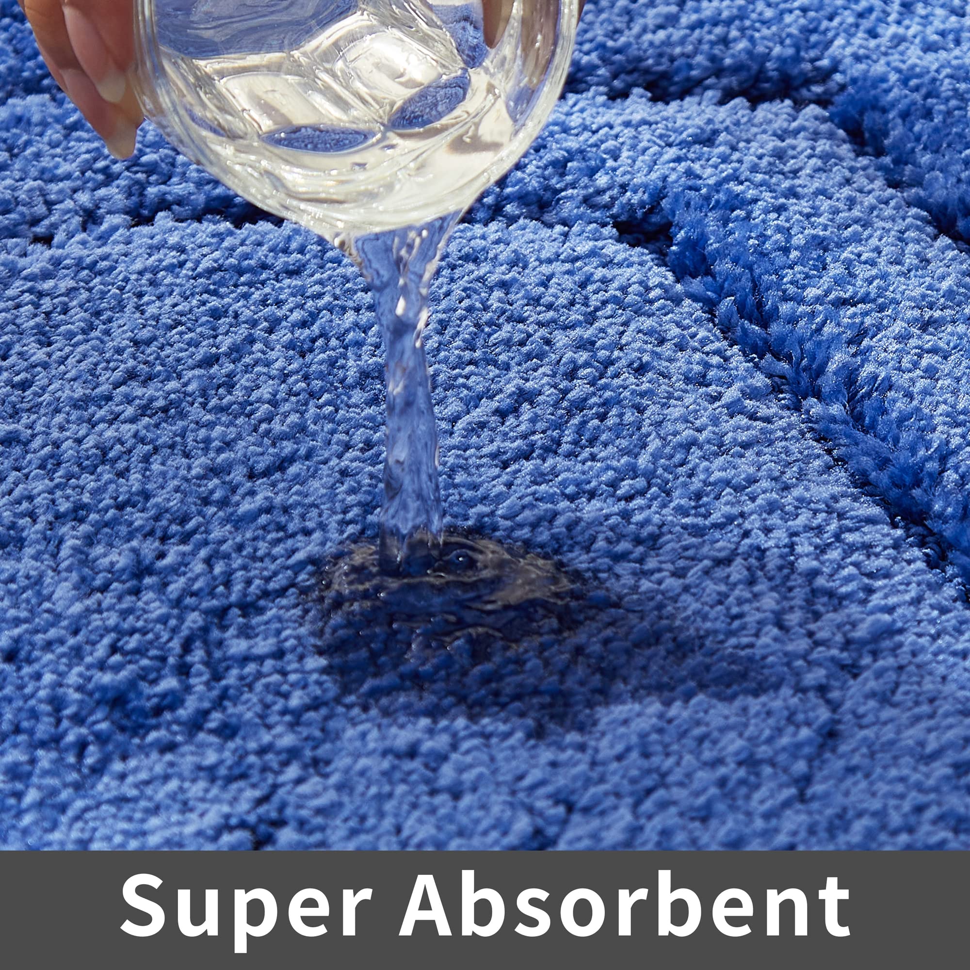 COSY HOMEER Extra Thick Bath Rugs for Bathroom - Anti-Slip Bath Linen Sets Mats Soft Plush 100% Strong Polyester Mat Living Room Bedroom Floor Water Absorbent(Blue 17x27 - Inches)