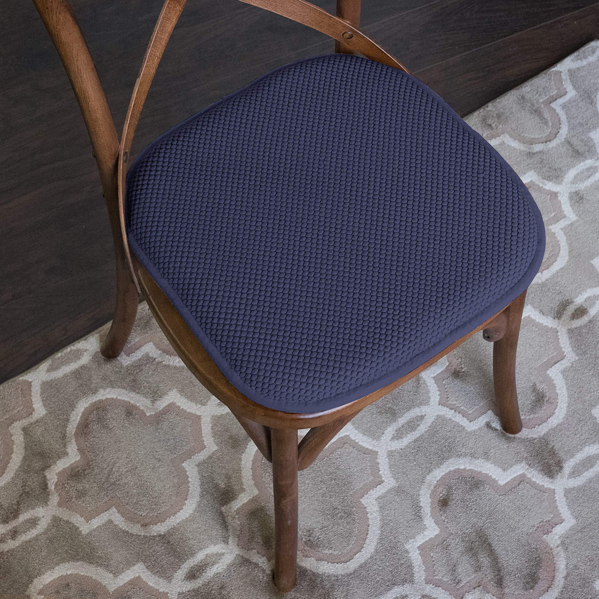 Sweet Home Collection Cushion Memory Foam Chair Pads Honeycomb Nonslip Back Seat Cover 16 X 16 6 Pack Navy Blue