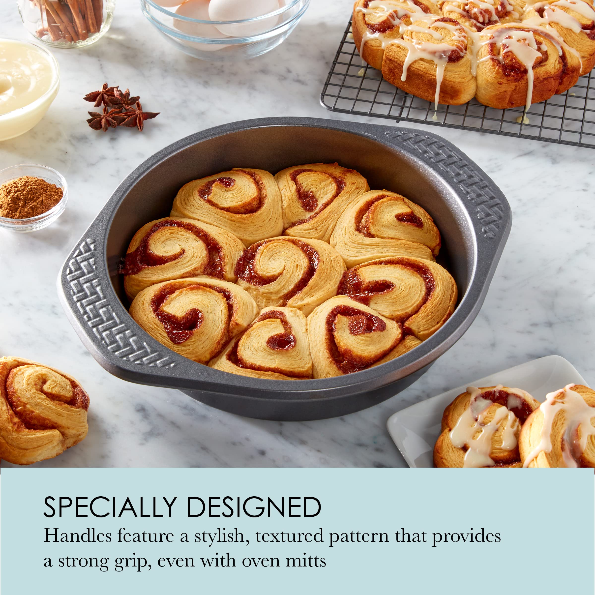 Chicago Metallic Everyday Non-Stick Round Cake Pan. Perfect For Making Cakes Or Layer Cakes, Casseroles, And More Gray