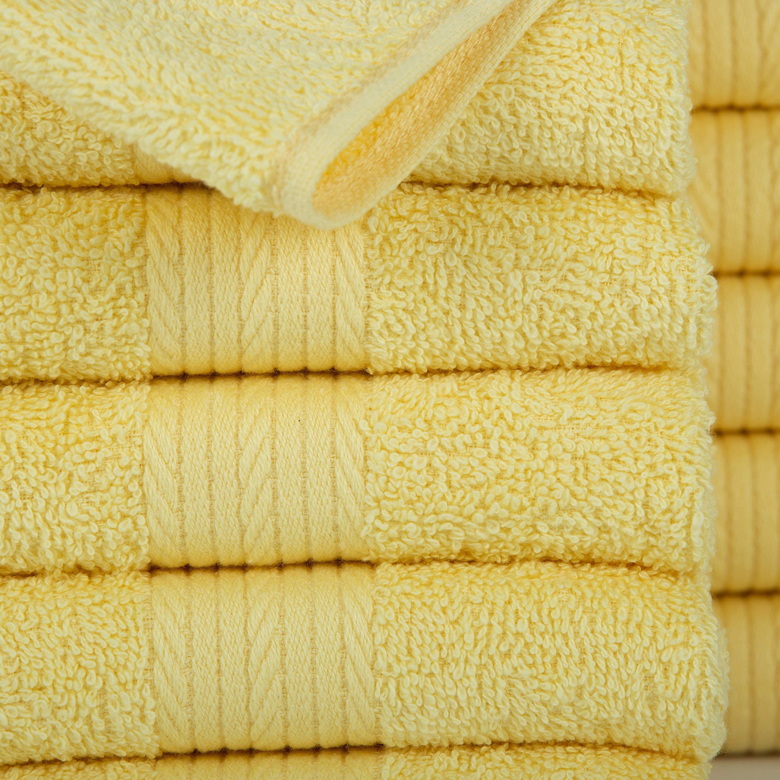 Ample Decor Wash Cloths Pack Of 50 12 X 12 Inch 100% Cotton 600 Gsm, Soft Absorbent, Face Towels, Reusable Fingertip Towels For