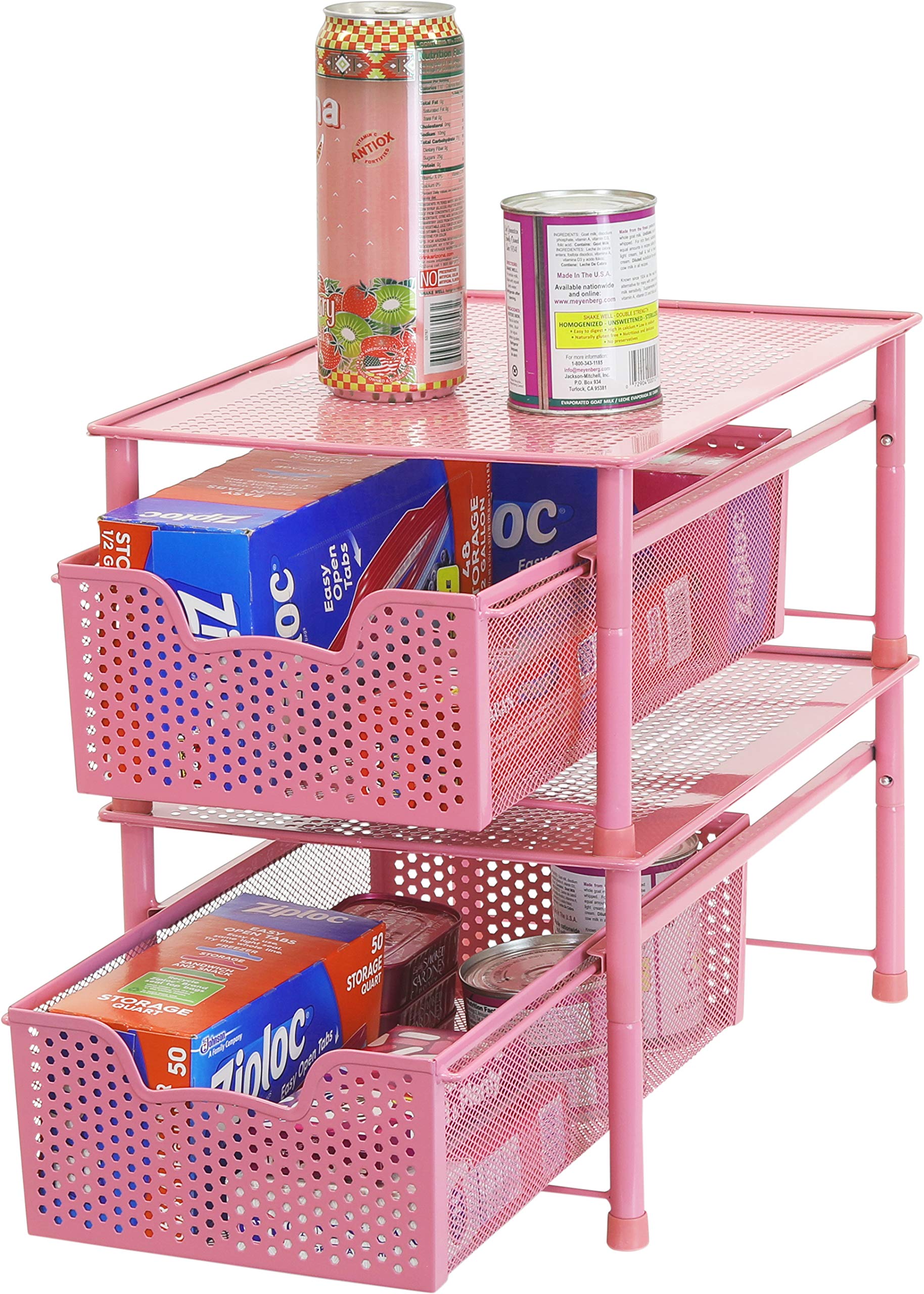 Simple Houseware Stackable Cabinet Basket Drawer Organizer, Pink