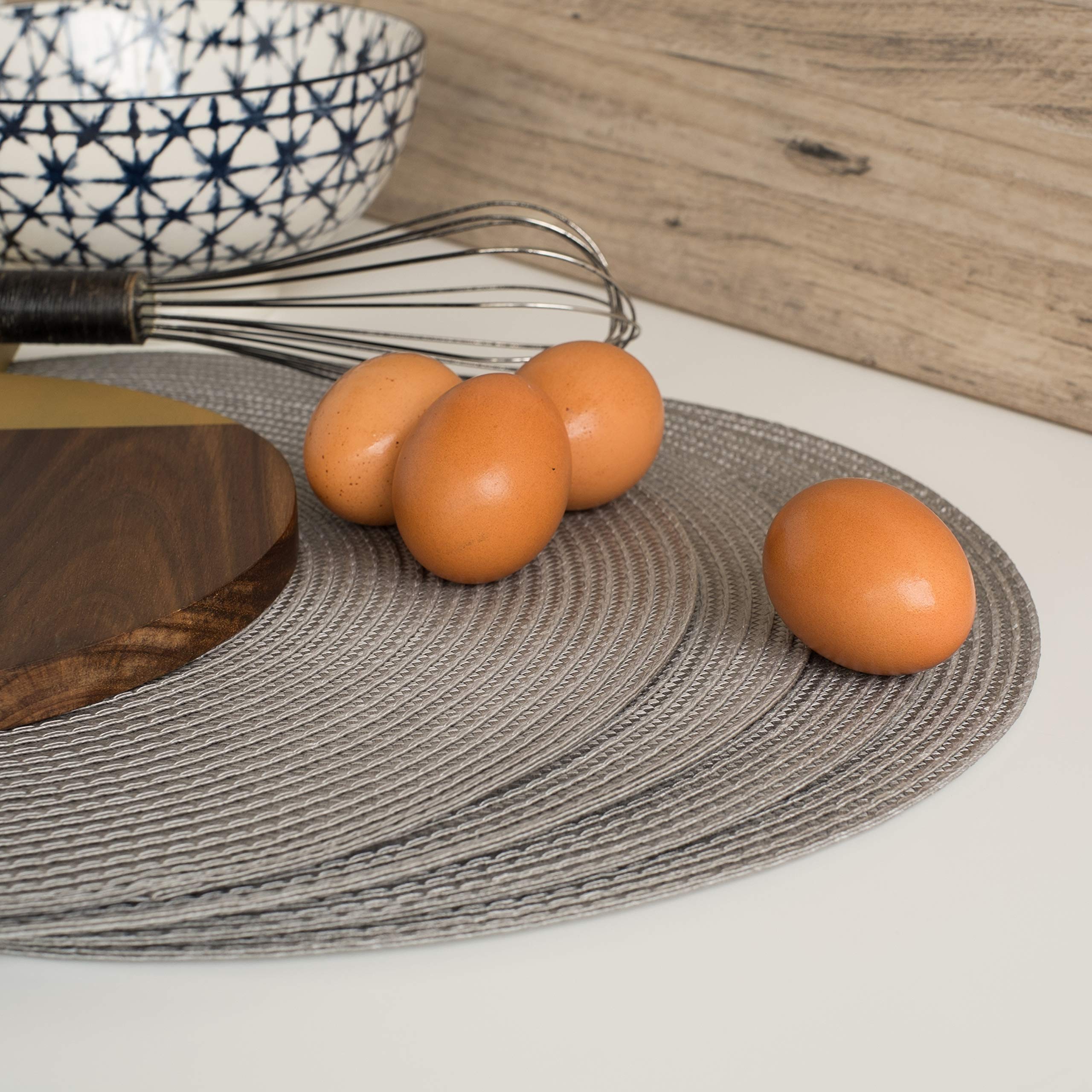 Now Designs Disko Round Placemats  Cobblestone  Set of 4
