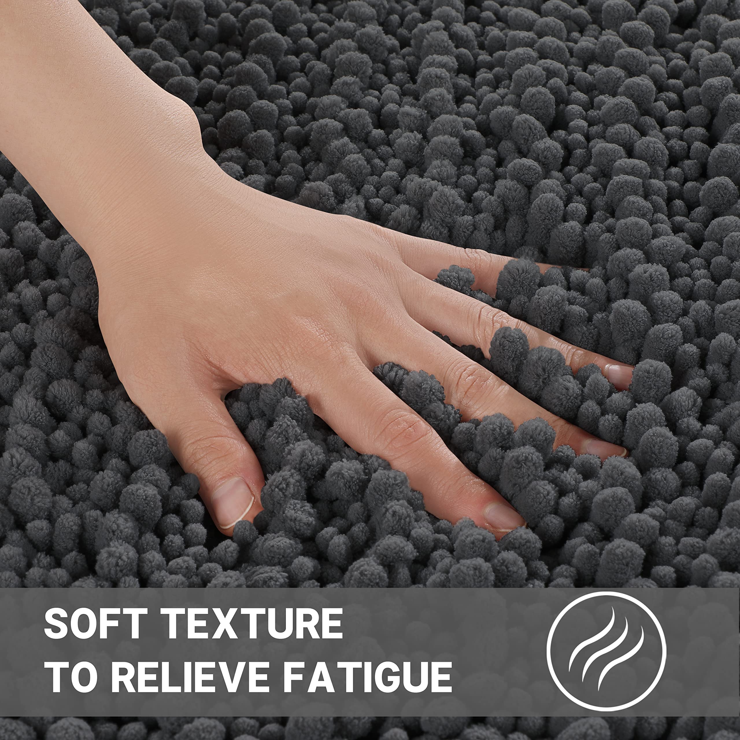 Yimobra Bathroom Rugs Sets 3 Piece, Fluffy Plush Chenille Bath Room Mats Set With Toilet Rug U Shaped, Soft Shaggy Absorbent Non