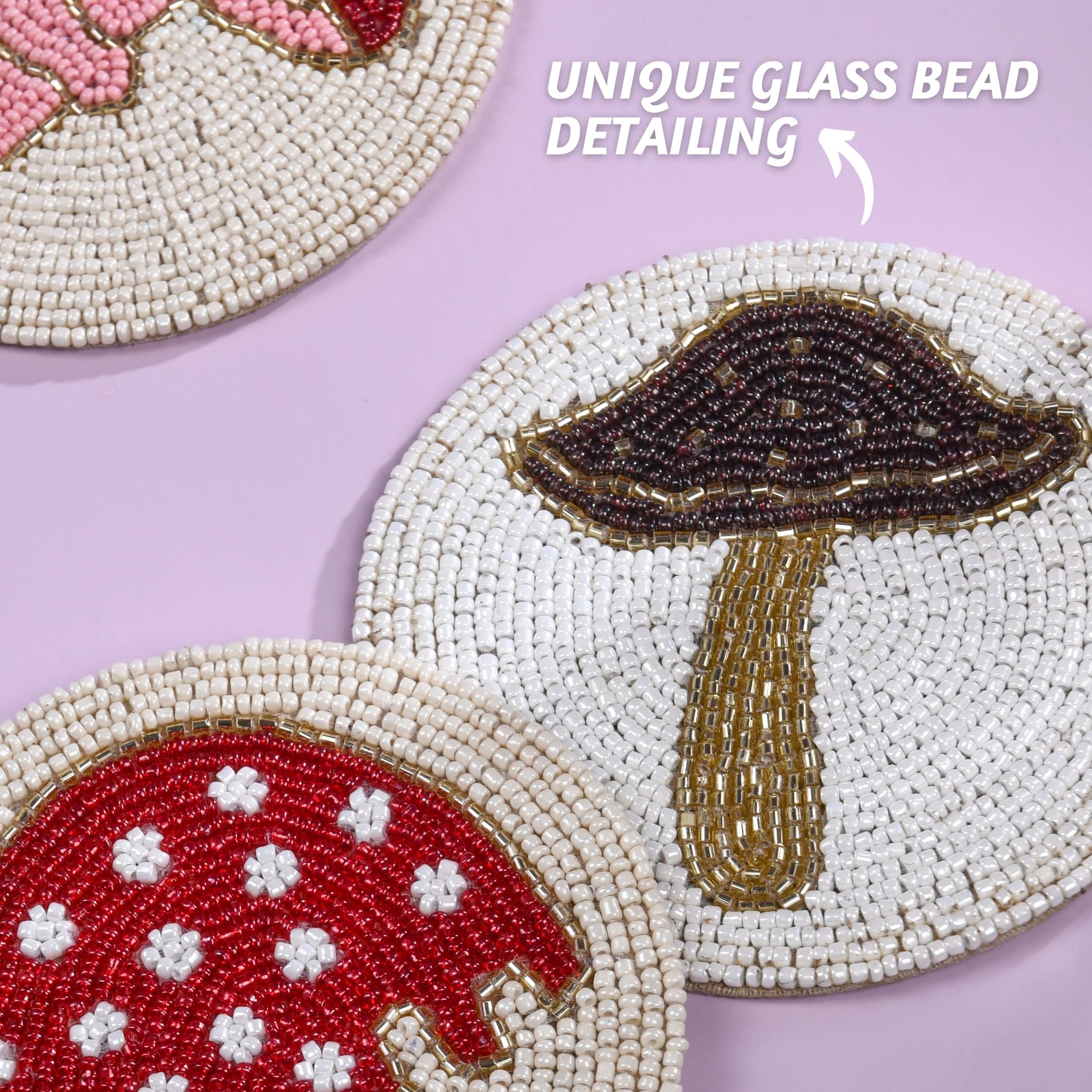 Folkulture Boho Coasters Or Bar Coasters Set For Drinks, 4'' Round Farmhouse Coasters Or Rustic Table Coasters For Coffee Table,