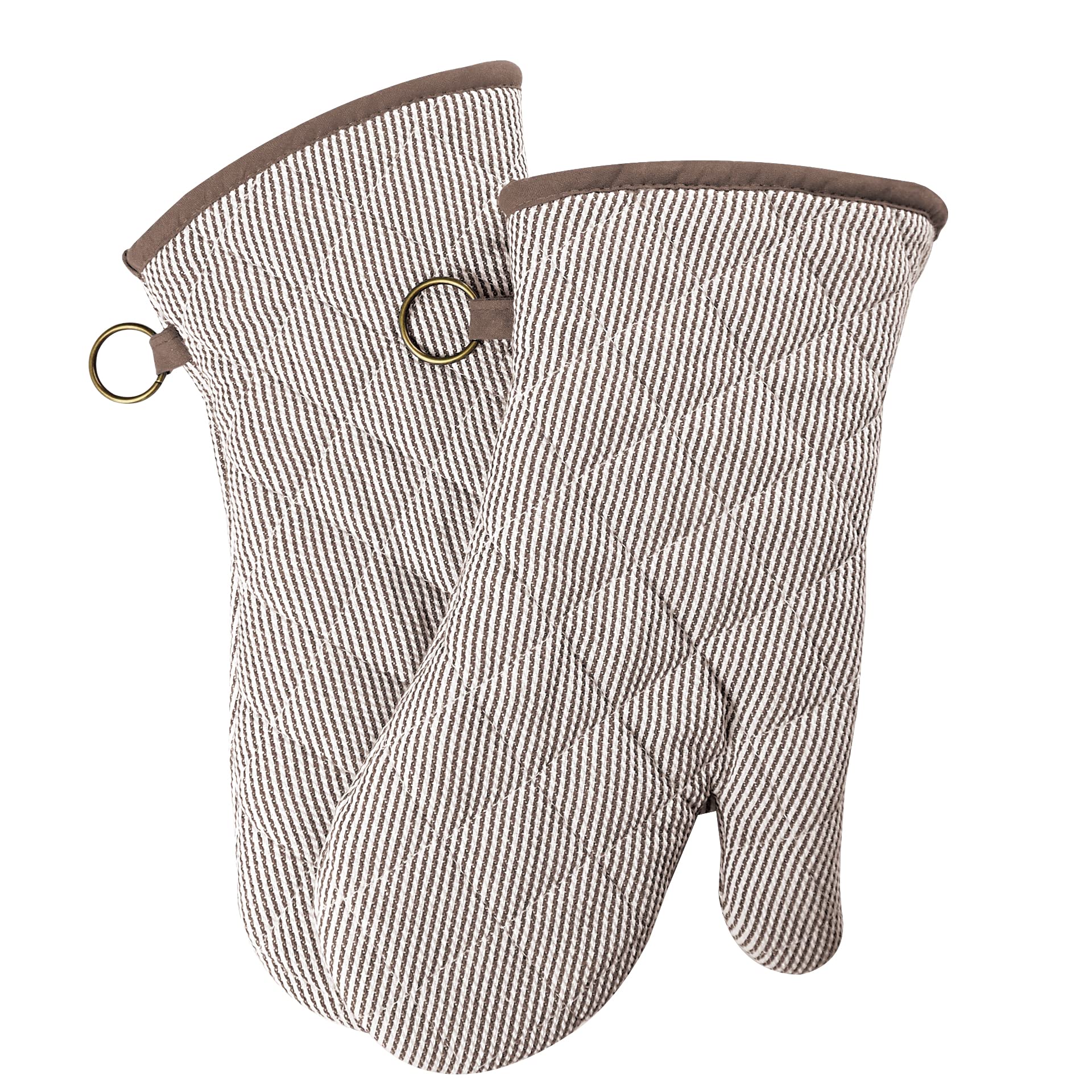 1 Pair Yarn Dyed Oven Mitts 100% Cotton Heat Resistant 470 Degree Gloves Men Women Cooking Baking Barbecue Bbq Microwave Craftin