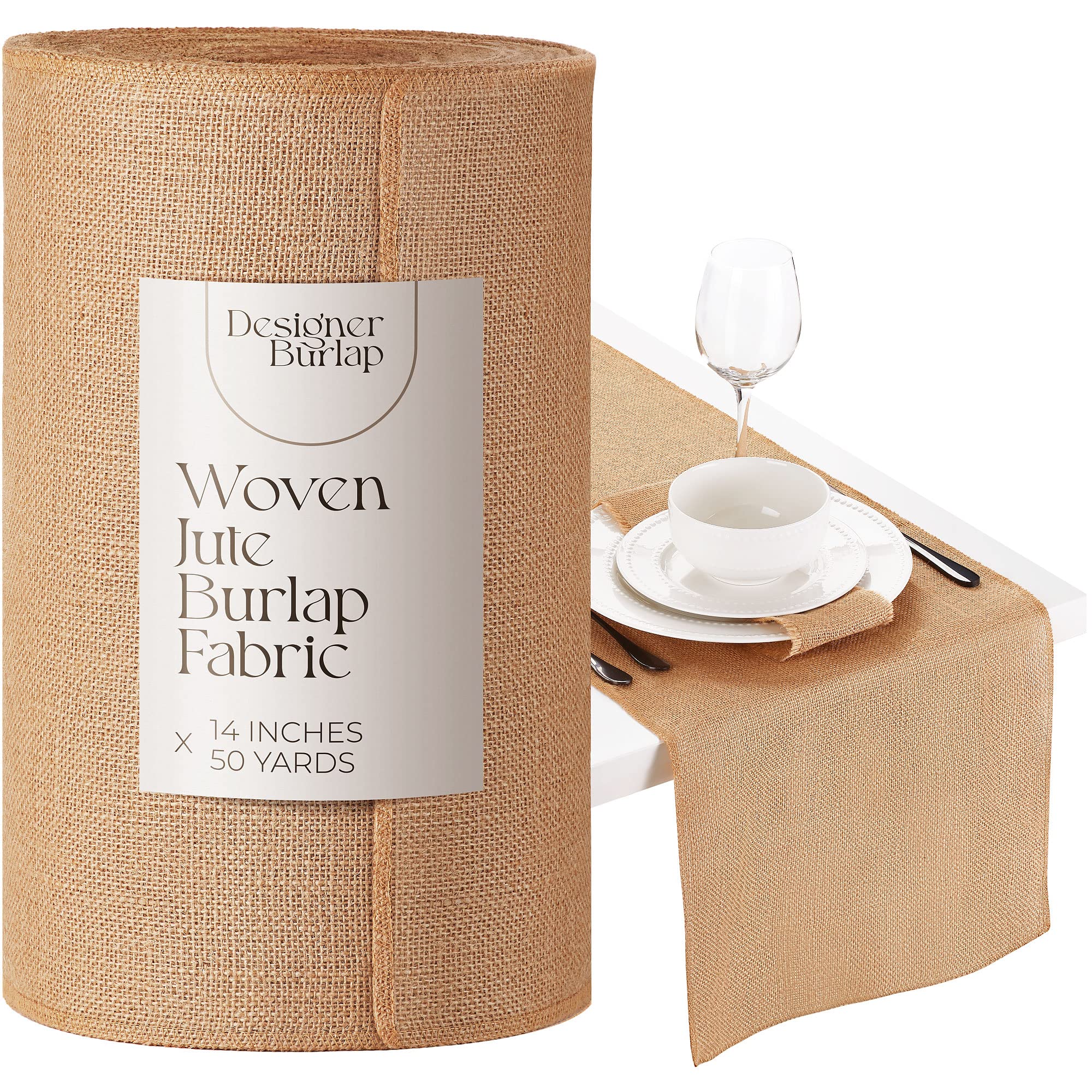 Designer Burlap Table Runner - For Farmhouse-Style Dining Room - Woven Jute Fabric Placemats or Centerpieces - Rustic Home Decor