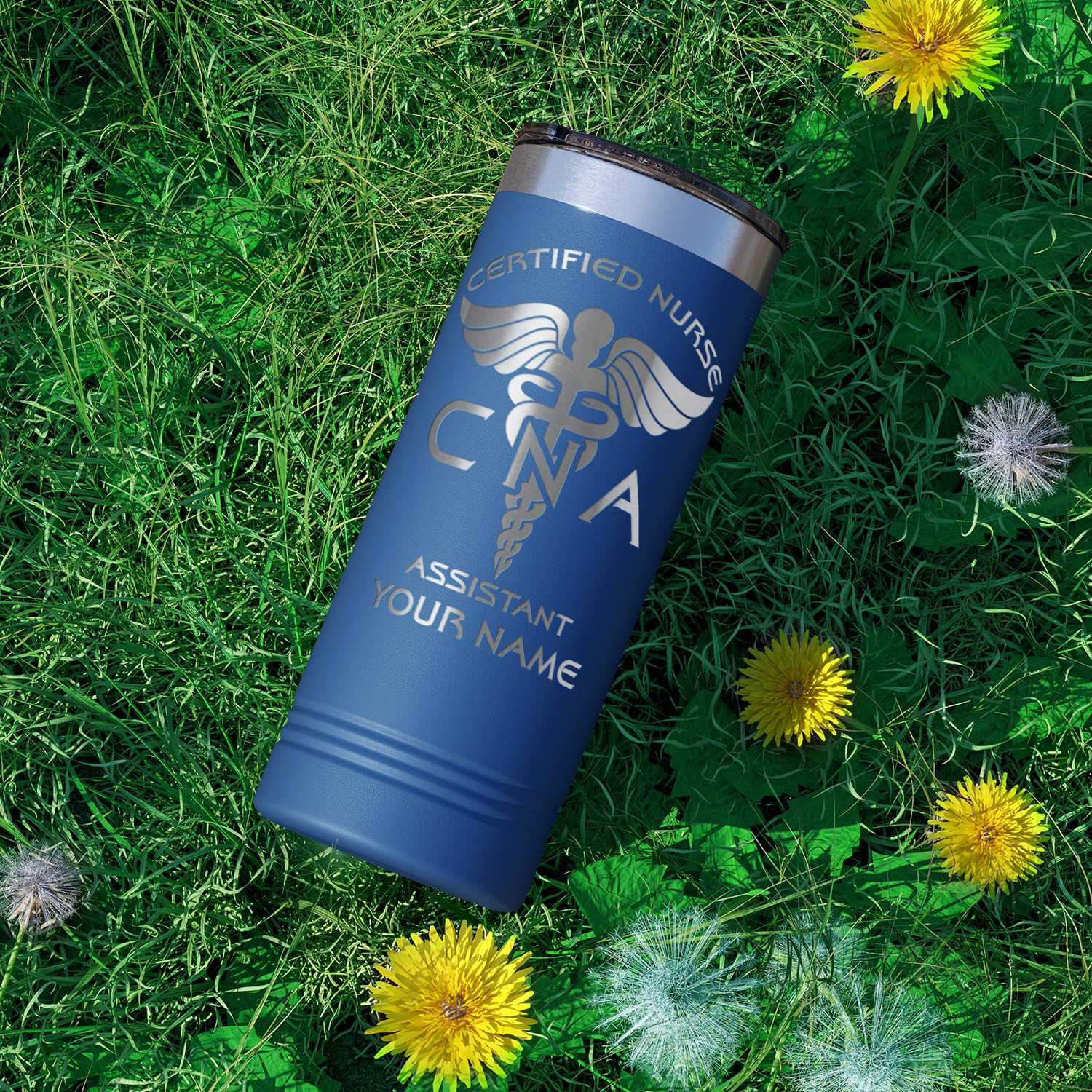 Personalized Cna Certified Nurse Assistant Gift On Blue 22 Oz Stainless Steel Skinny Tumbler Custom Engraved Gifts For Men And W