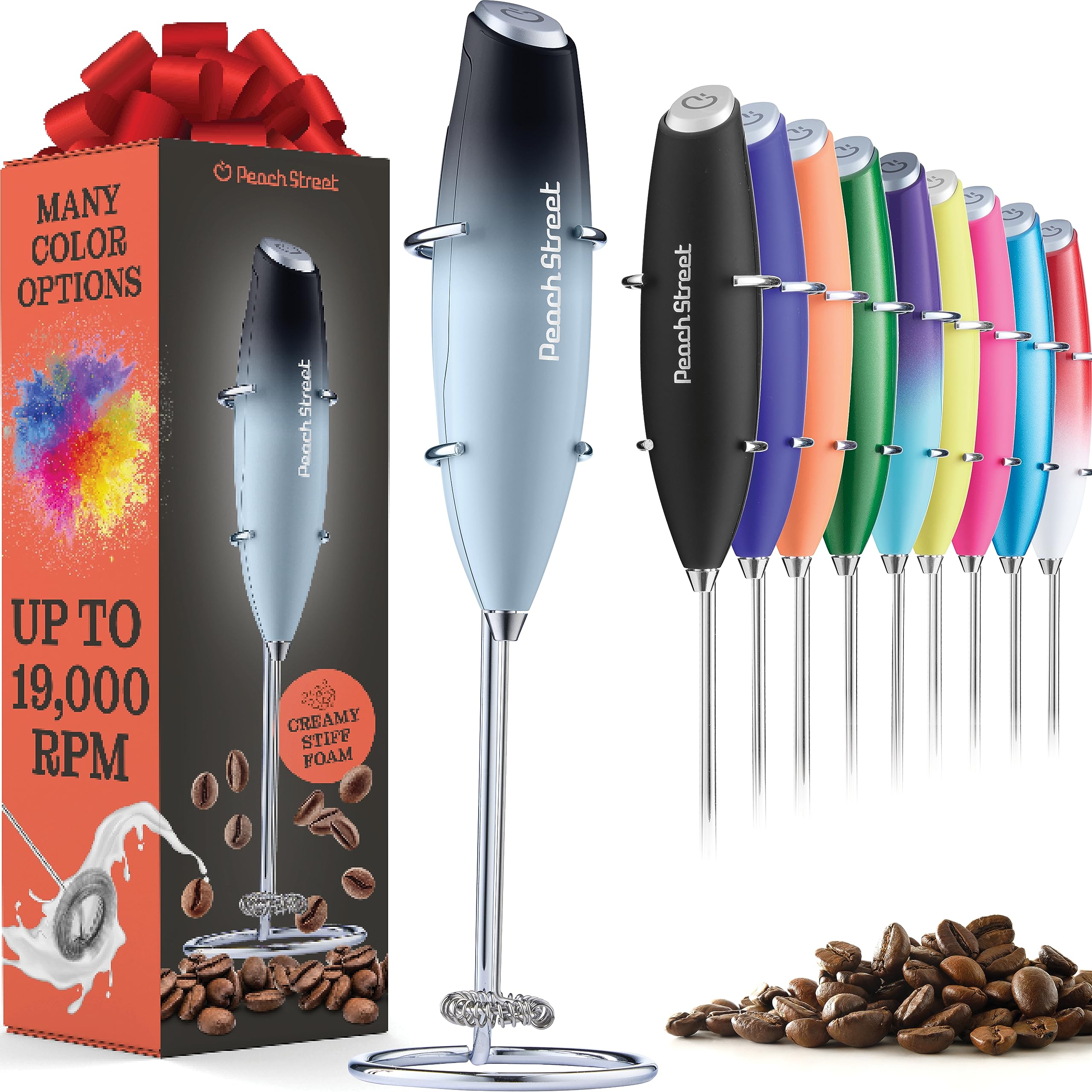 Powerful Handheld Milk Frother, Mini Milk Foamer, Battery Operated (Not Included) Stainless Steel Drink Mixer With Frother Stand