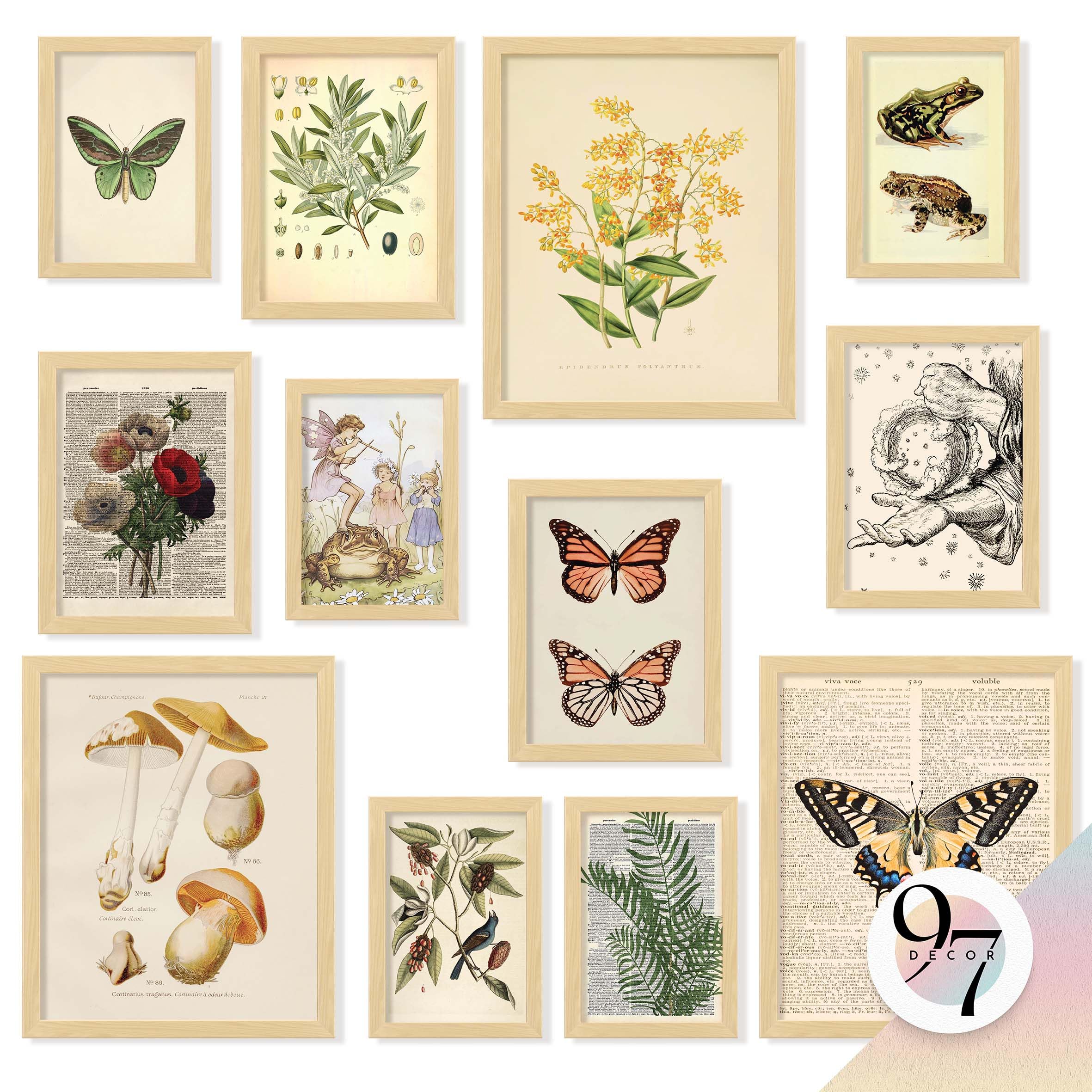 97 Decor Cottagecore Wall Decor - Vintage Fairycore Decor, Boho Fairy Room Decor Fantasy Prints, Nature Earthy Posters For Room