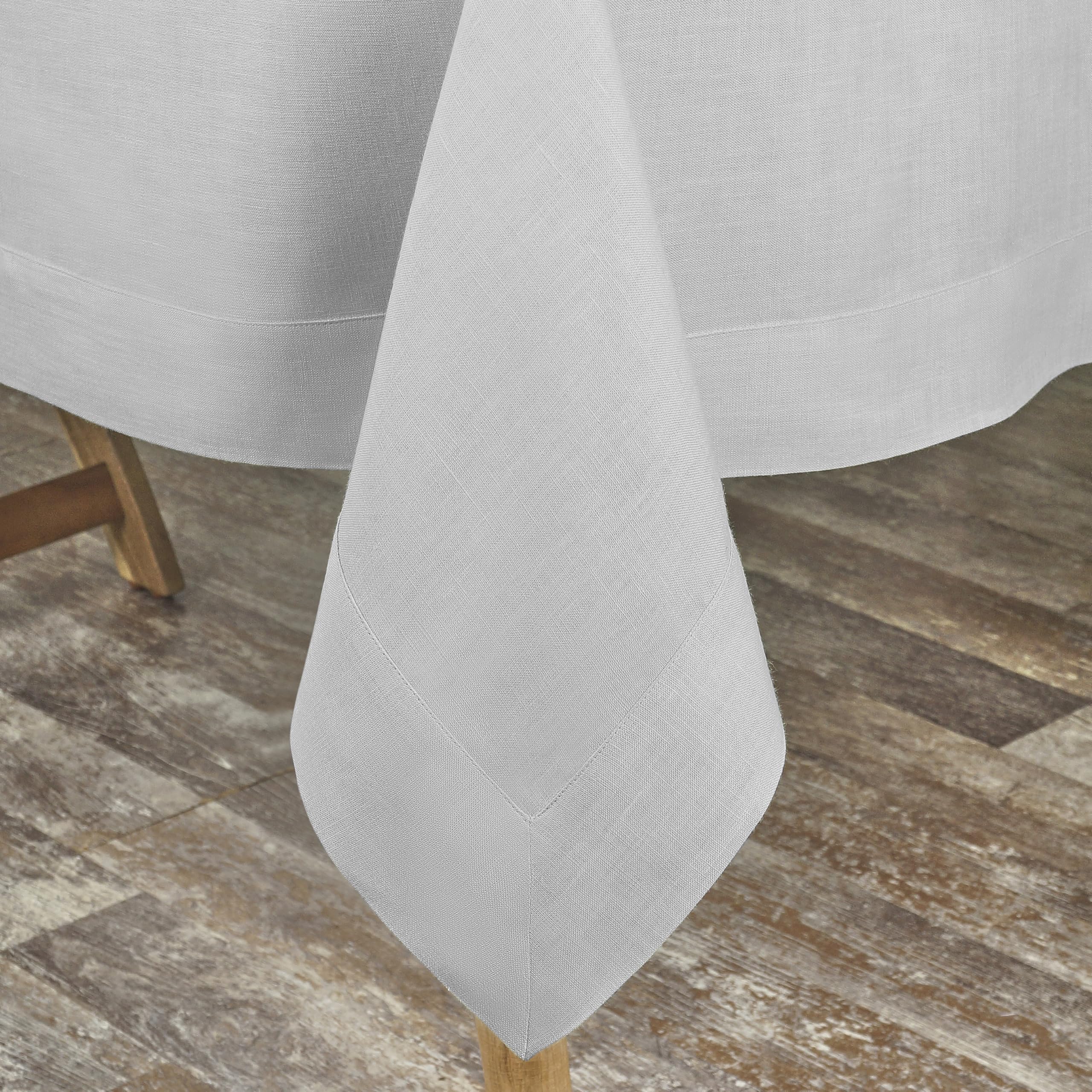 Dmoksha Homes Linen Tablecloth - 60 X 90 Inch Silver Grey, 100 Pure Linen Tablecloth 90 Inches Long, Rectangle Tablecloth, Machi