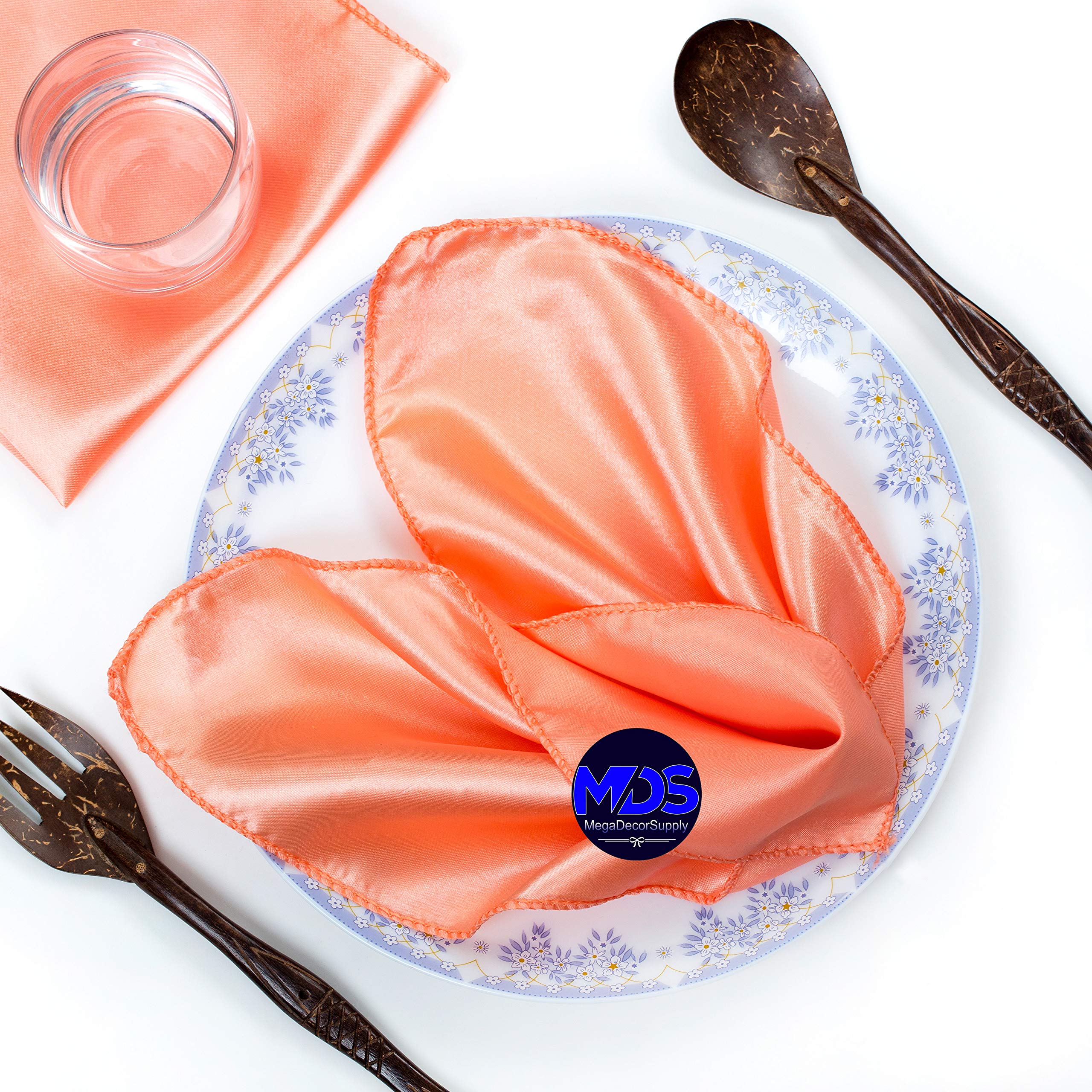 Mds Pack Of 10 Wedding Satin 12''X 12'' Square Dinner Napkin Or Handkerchief For Wedding Banquet Decoration - Pitch