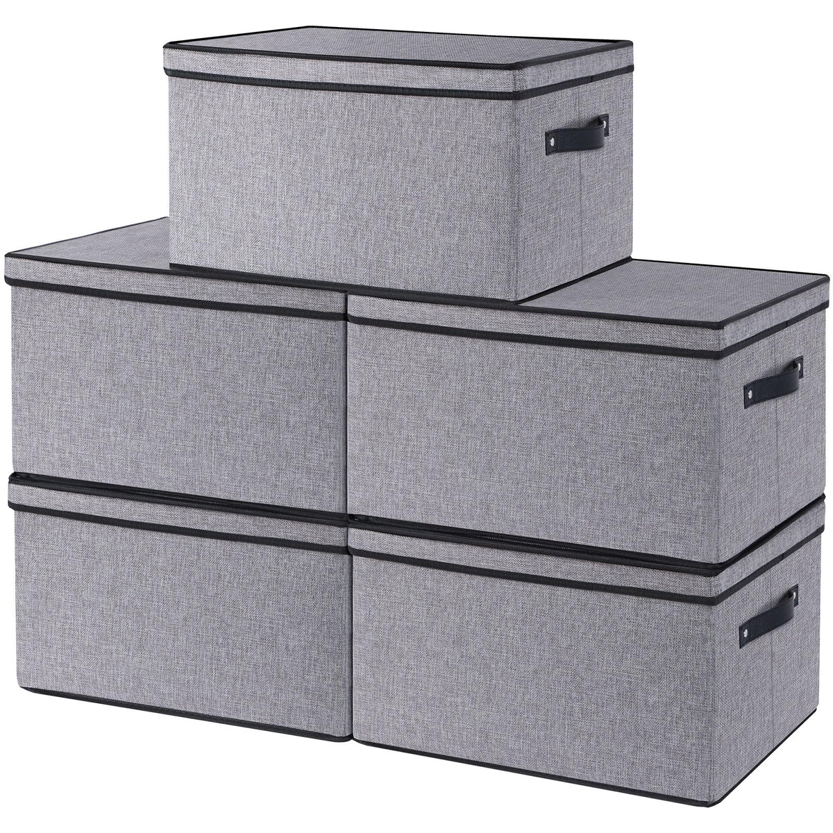 Yheenlf Fabric Storage Boxes, 16.5 * 11.8 * 10.2Inch Storage Baskets For Shelves With Lids, Fabric Storage Bins With Handles, De