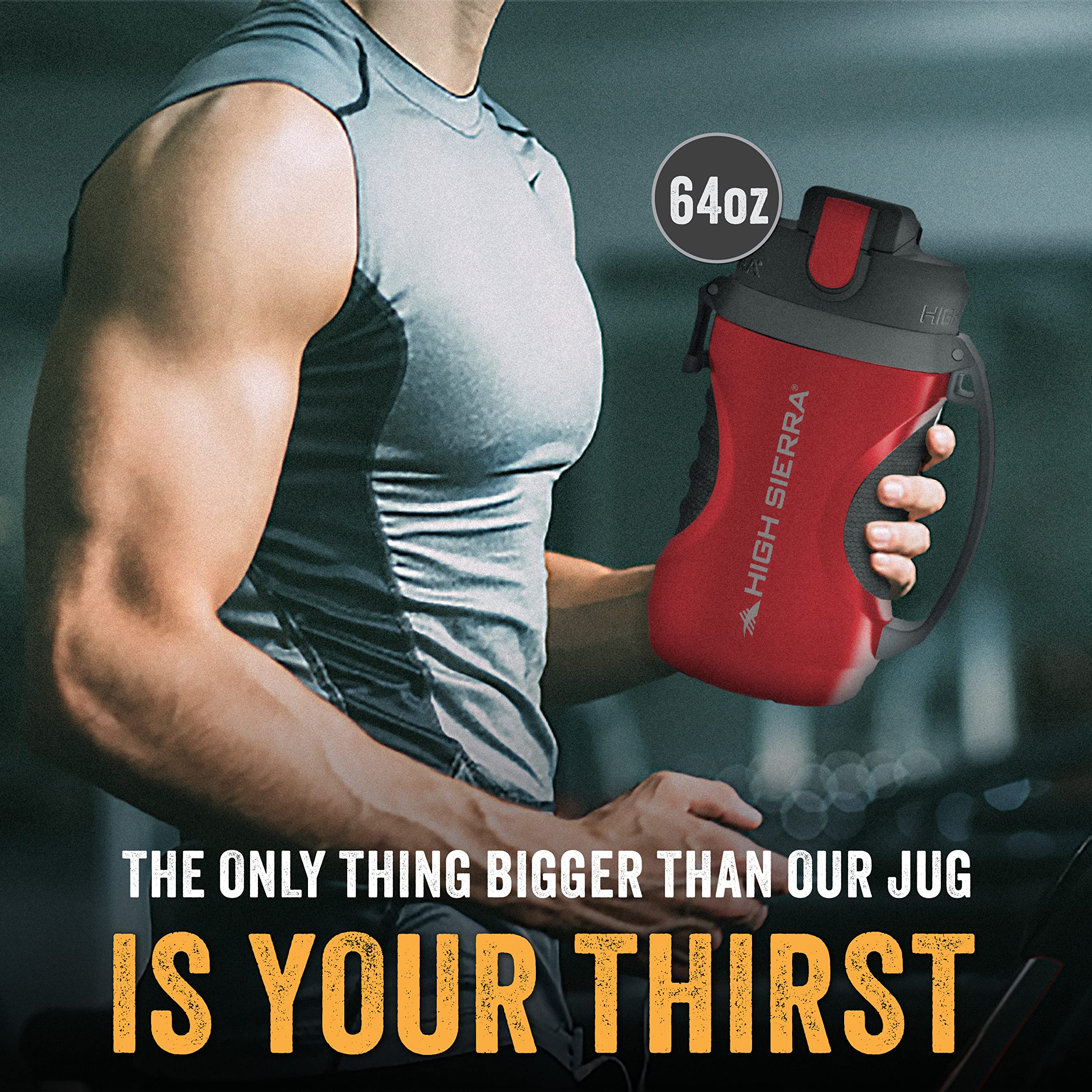 High Sierra [2 Pack Bpa Free, 64 Oz Insulated Water Jug, [Silicone Spout - No More Teeth Bumps] Built-In Fence Anchor, Keeps Ice