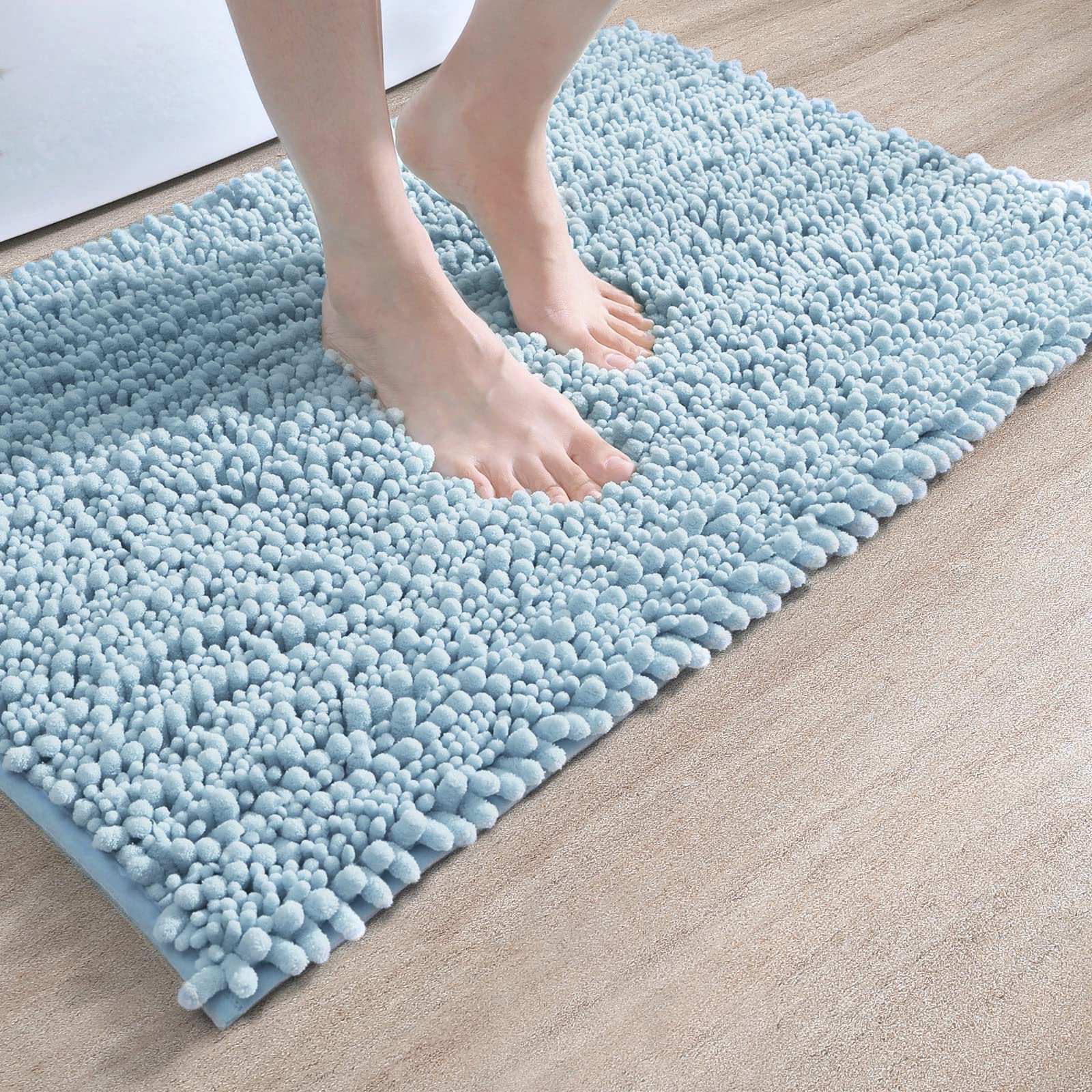 Dexi Bath Mat Bathroom Rug Non Slip Absorbent And Soft Floor Mats Washable Chenille For Bathtub Toilet Shower Room Entryway,20''