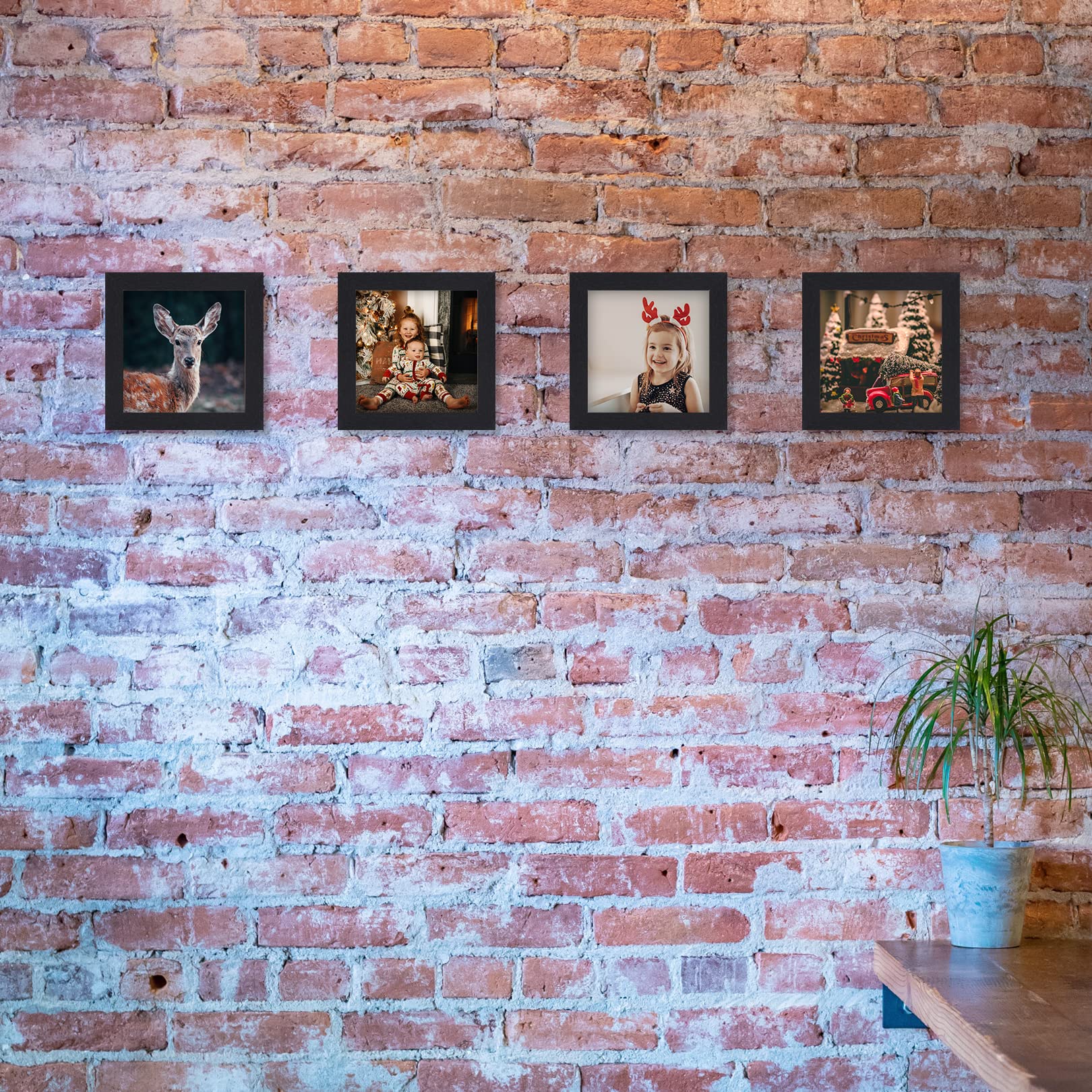 TOFOREVO 4x4 Picture Frames Set of 6 Black Wood Grain Photo Frame for Gallery Wall Mounting or Tabletop Display