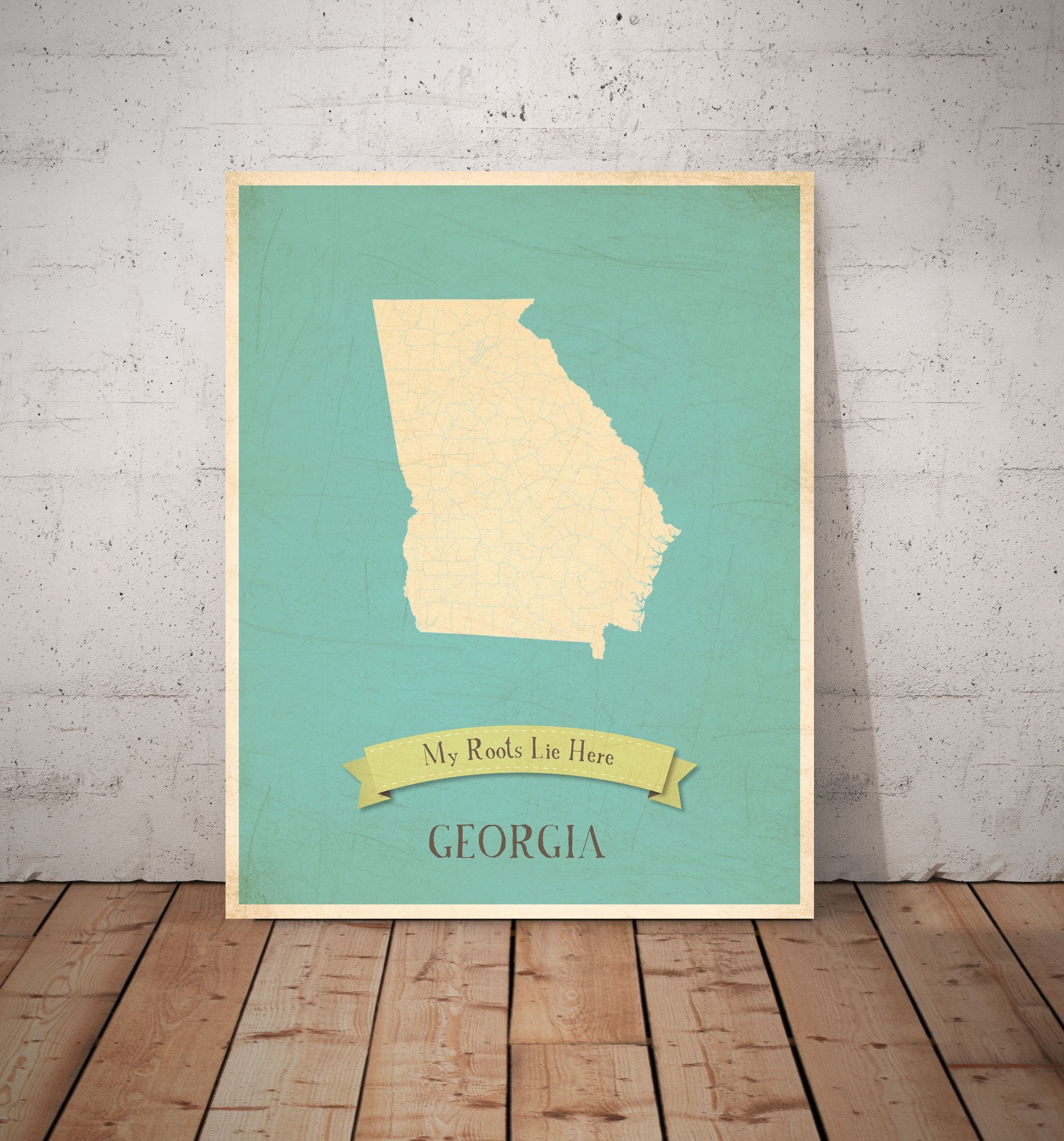 Nursery Decor, My Roots Georgia Personalized Wall Map 11X14, Kid'S Georgia Map Wall Art, Children'S Georgia Vintage State Map, G