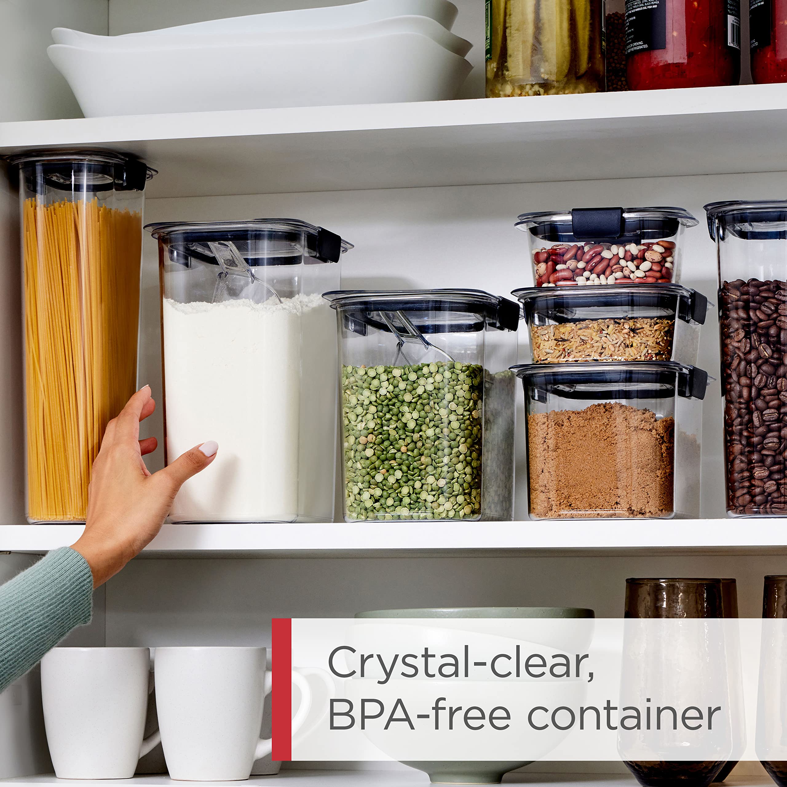 Rubbermaid Brilliance BPA-Free Food Storage Containers with Lids Airtight Kitchen and Pantry Organization Set Includes 3 Contain