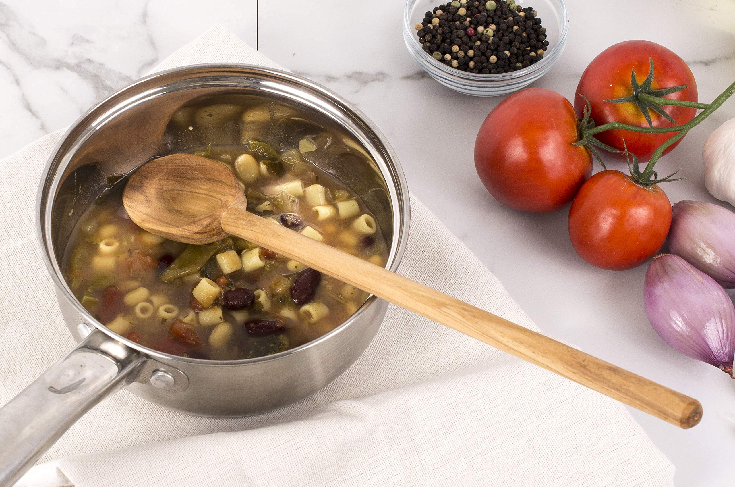 Italian Olive Wood Cooking Spoon, Handcrafted In Europe, 12-Inch