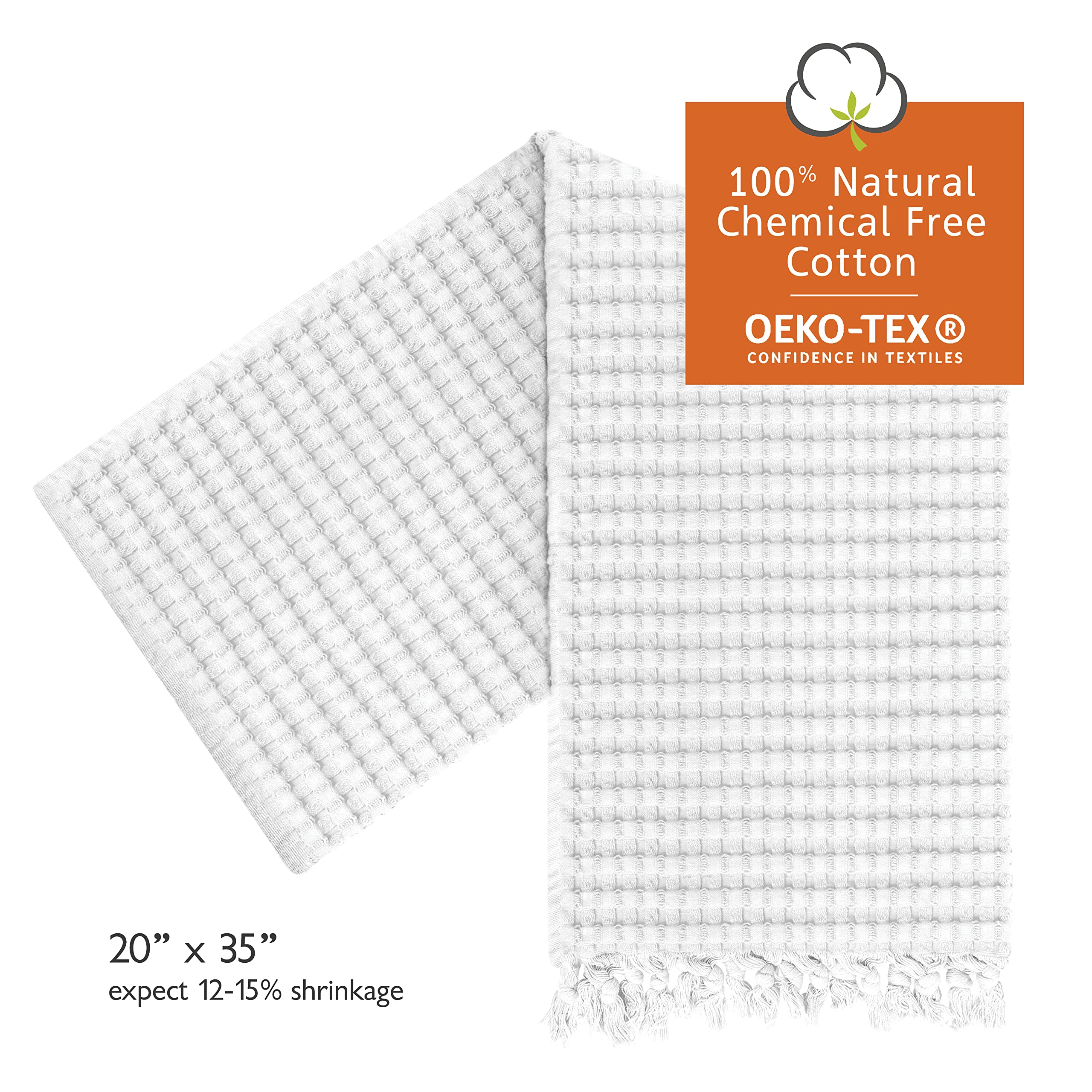 Gilden Tree Decorative Waffle Hand Towels For Bathroom, 20X35 Large, Quick Drying Fingertip Towel, 2 Pack, Modern Style (White)