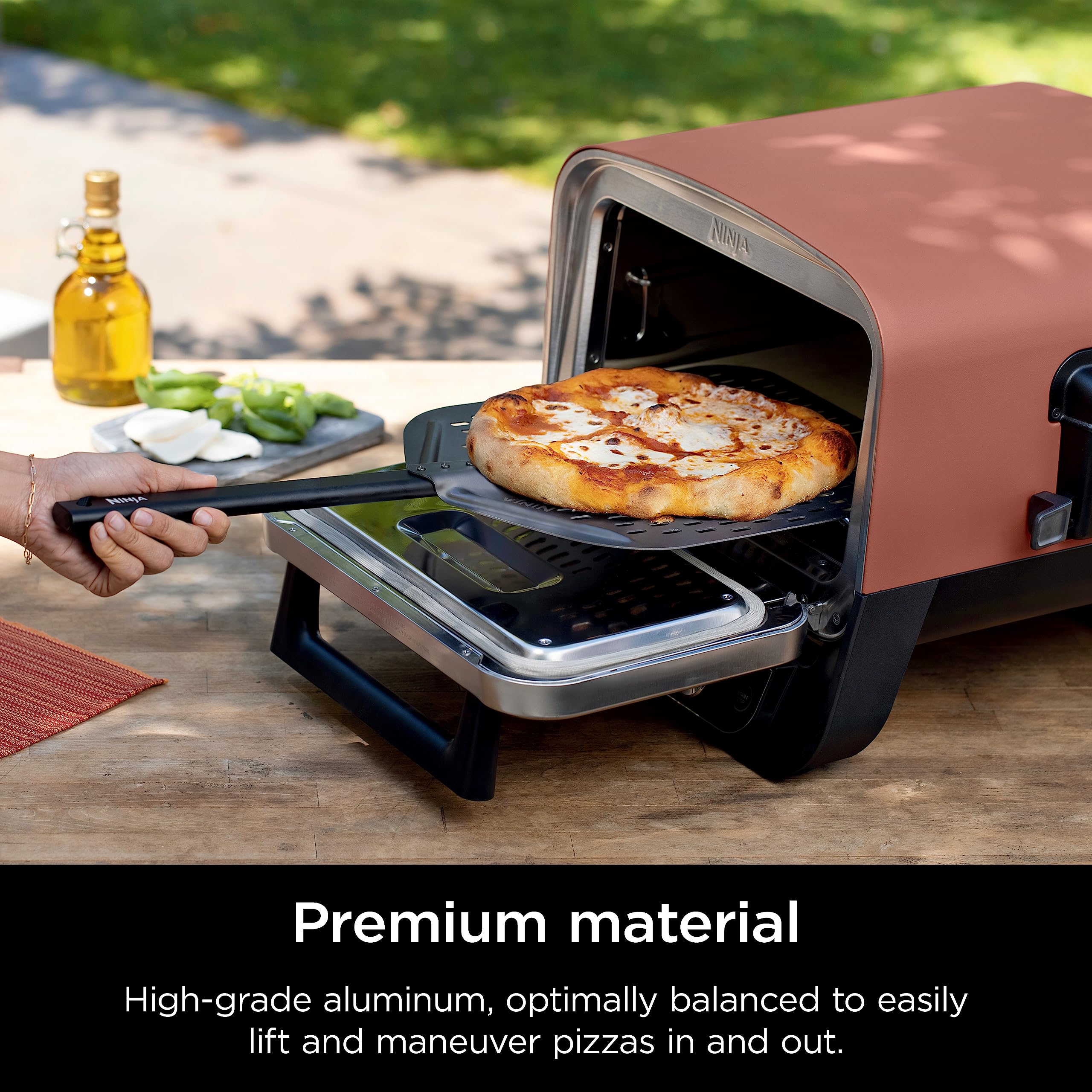 Ninja Xskoppl Perforated Pizza Peel, Compatible Woodfire Outdoor Oven (Oo100 Series), Hanging Drawstring, Aluminum, Grey/Black,