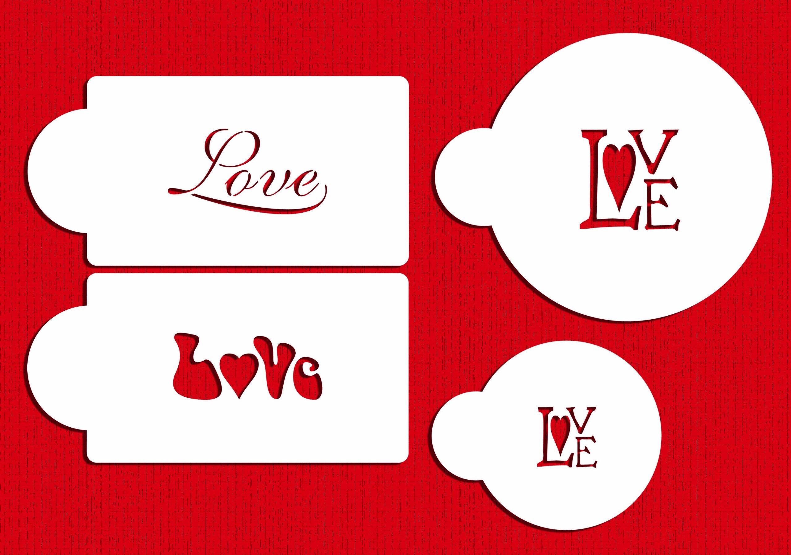 Designer Stencils Love Cookie And Cupcake Stencil, Beige/Semi-Transparent