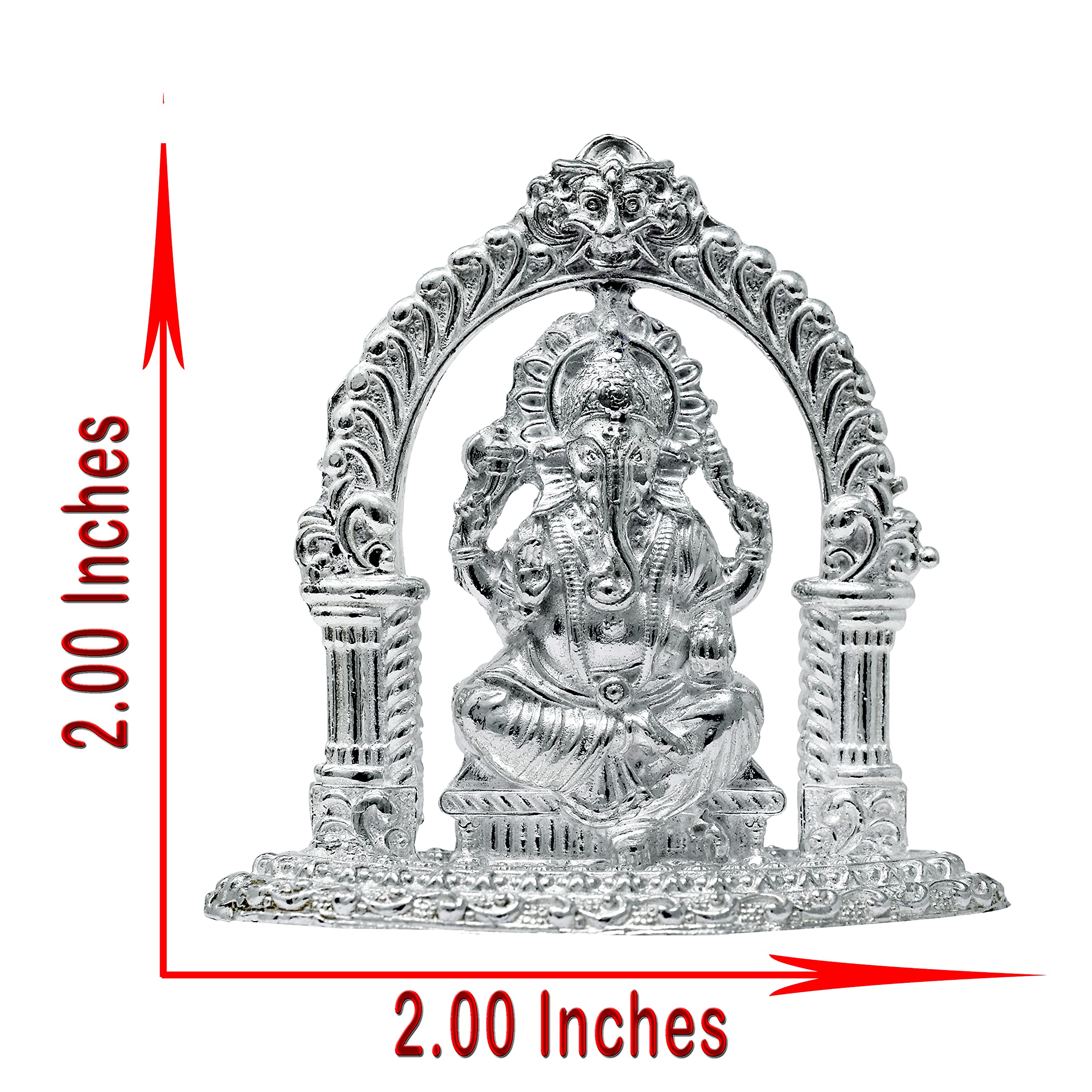 Prd Caratcafe Lord Ganesh Idol Pure Silver 925 2D Solid Murti For Car Dashboard Pooja, Temple, Good Luck Gift & Home Decor (Nt W