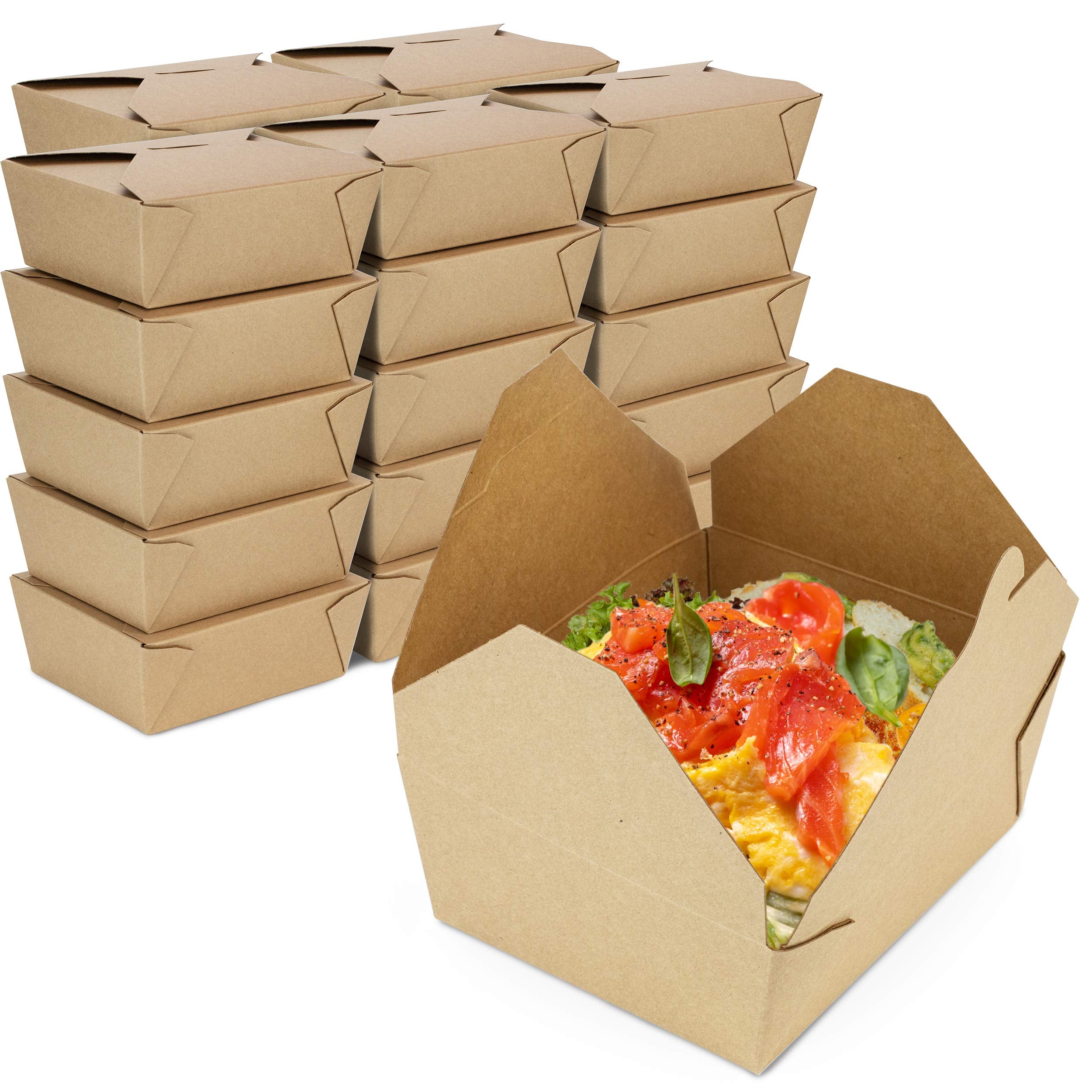 Fit Meal Prep 48 oz To Go Boxes, Paper Take Out Containers, Lunch Meal Food Boxes disposable #8, Microwave Safe, Leak Grease Res