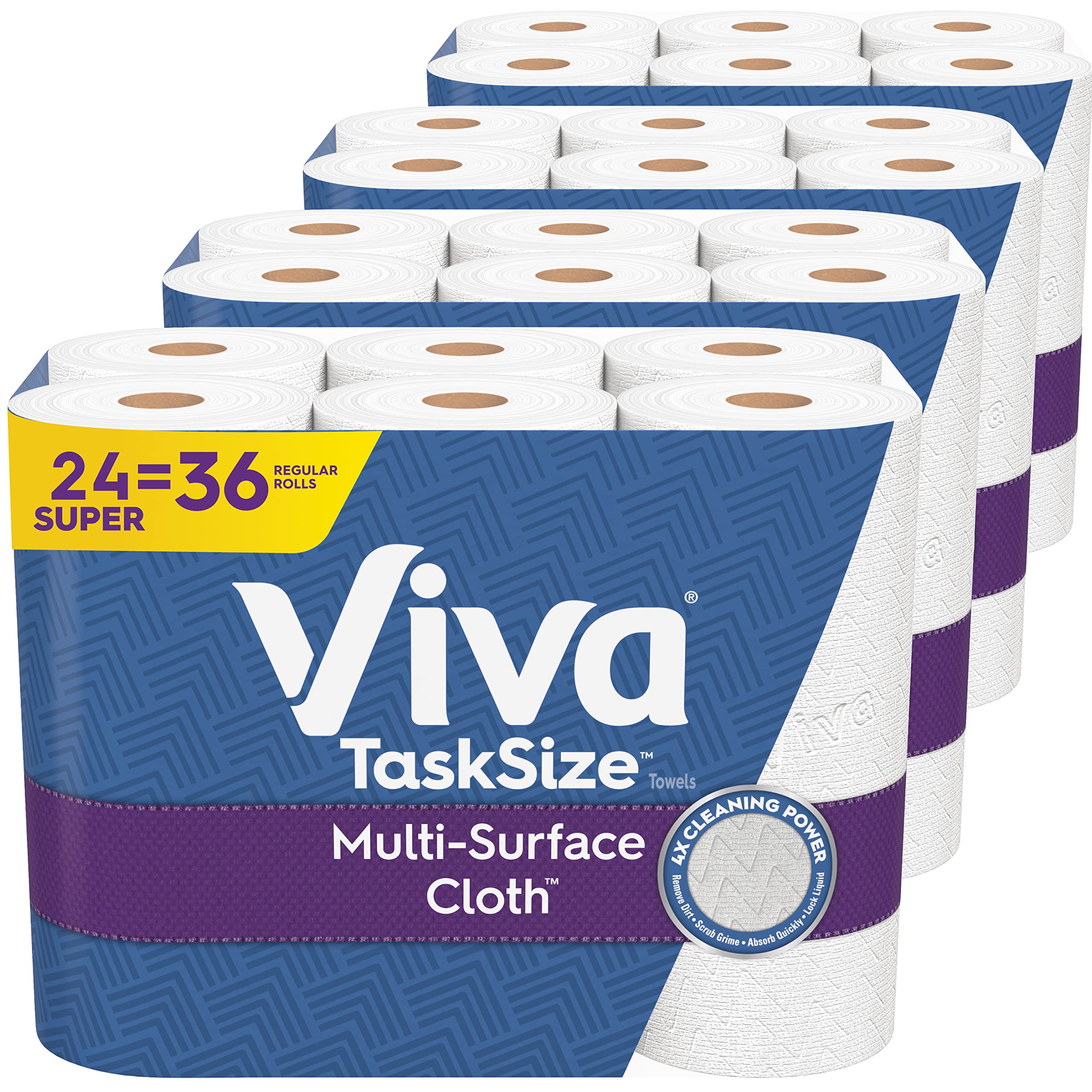 Viva Multi-Surface Cloth Paper Towels, Task Size - 24 Super Rolls (4 Packs Of 6) - 81 Sheets Per Roll