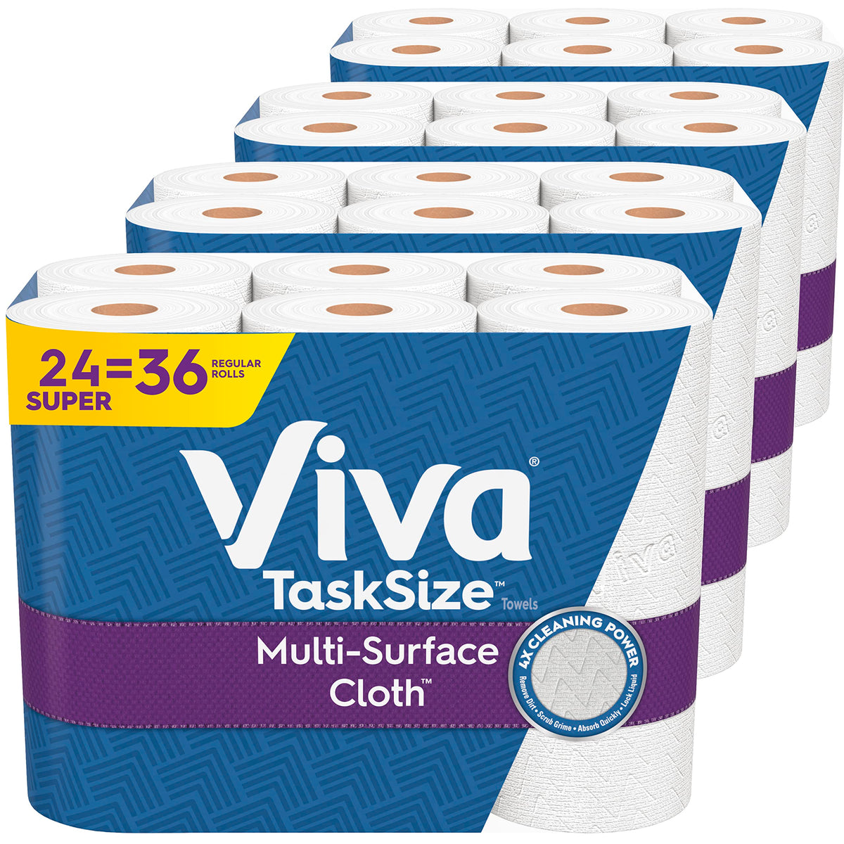 Viva Multi-Surface Cloth Paper Towels, Task Size - 24 Super Rolls (4 Packs Of 6) - 81 Sheets Per Roll