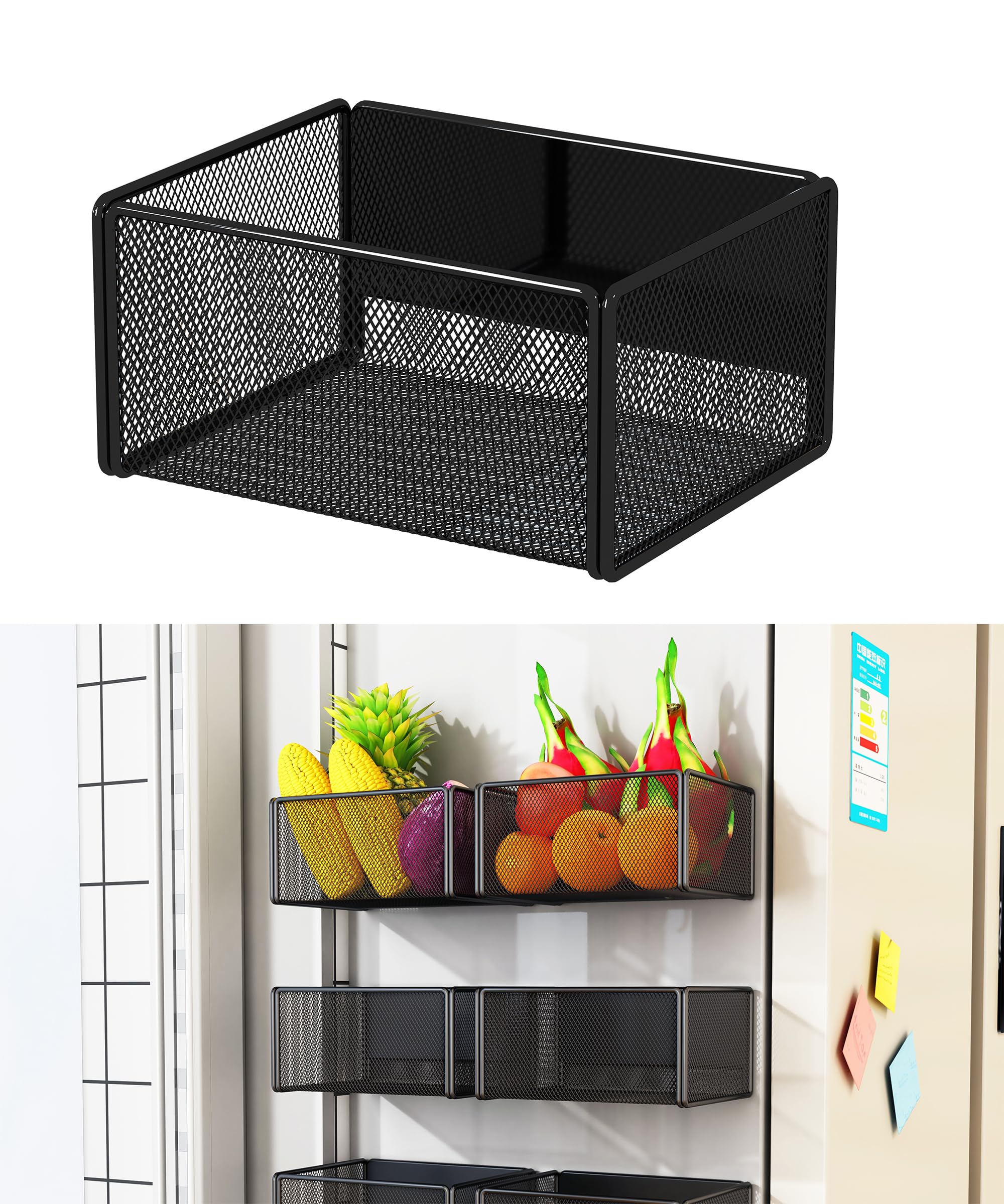 Lifefan Magnetic Basket Organizer Holder For Fridge Magnetic Storage Bin Box Containers For Refrigerator Whiteboard Classroom (S