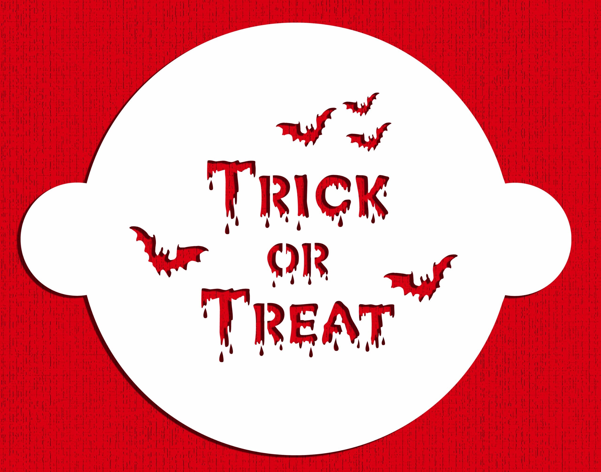 Designer Stencils Halloween Trick Or Treat Cake Stencil, Beige/Semi-Transparent