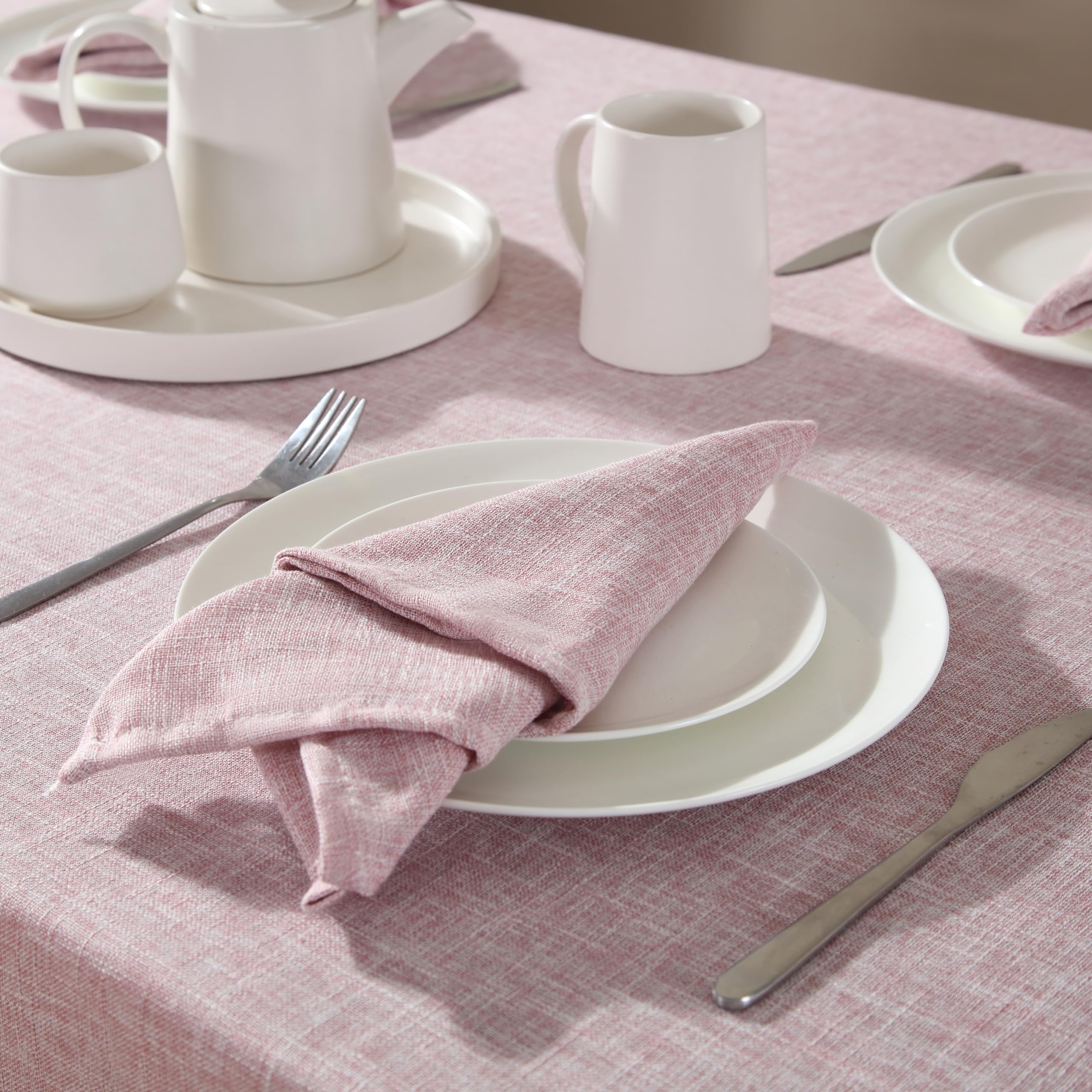 Laura Ashley Harper Luxuriously Smooth Fabric Tablecloth For Formal Or Casual Dining, Holiday, Banquet, Wedding Or Party, 60'' X
