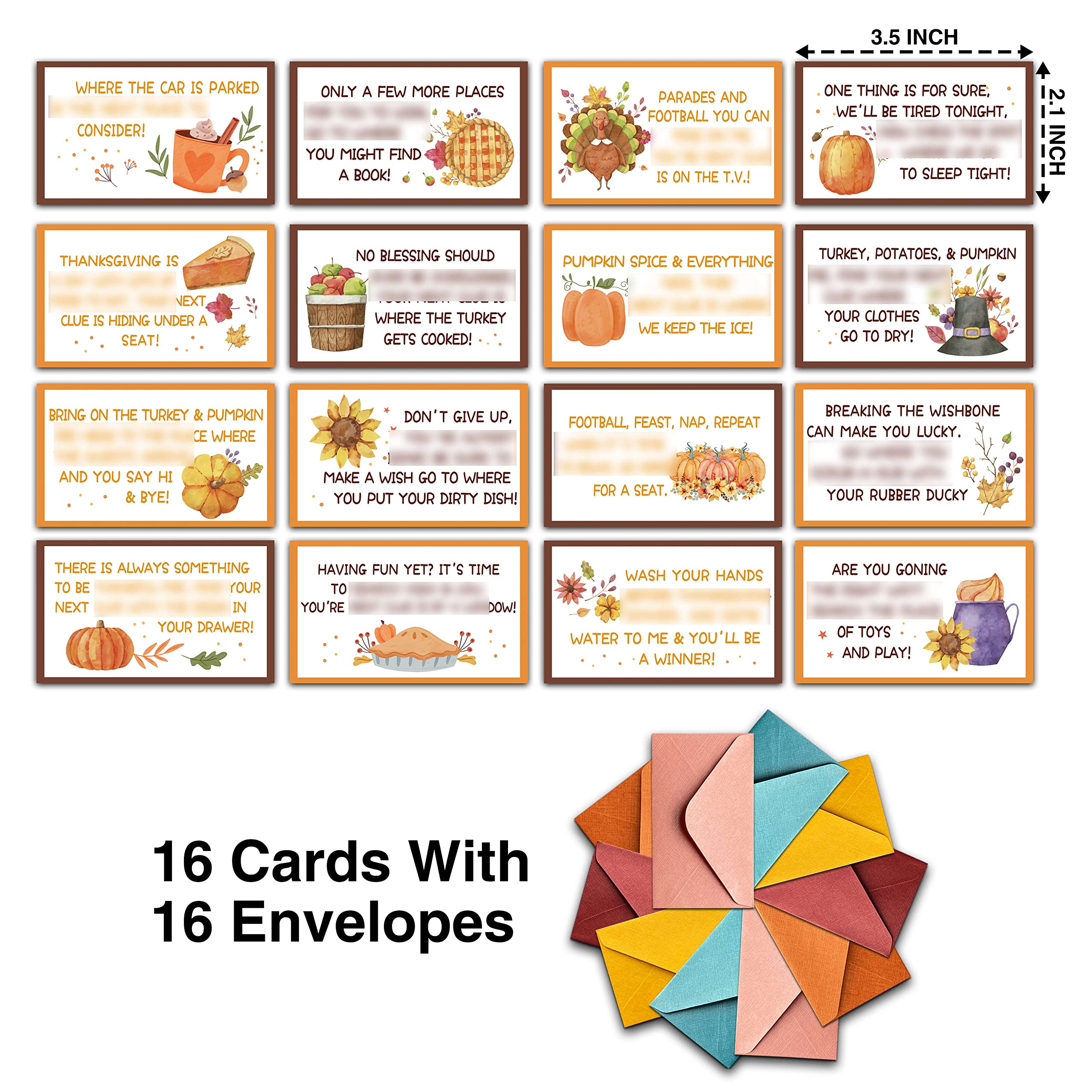 Eyouyeqi Fall Scavenger Treasure Hunt Clue Cards For Kids, Pumpkin Riddle Cards, Indoor Outdoor Autumn Activity (16 Cards With E