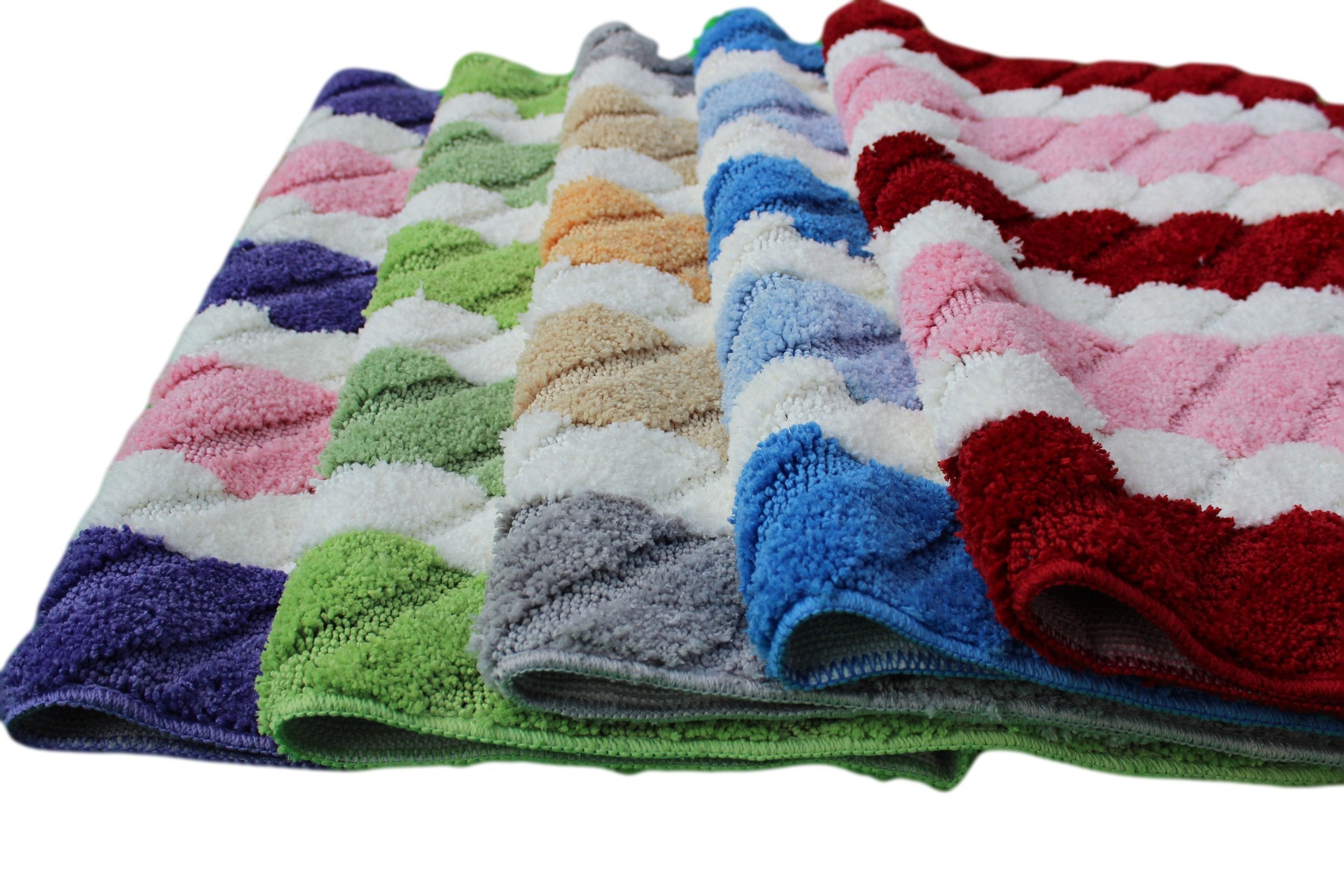 Tache Striped Purple Pink White Bathroom Rug, Colorful Embossed Non Skid Bath Mat 31 X 48 Inch / 2.5 X 4 Feet