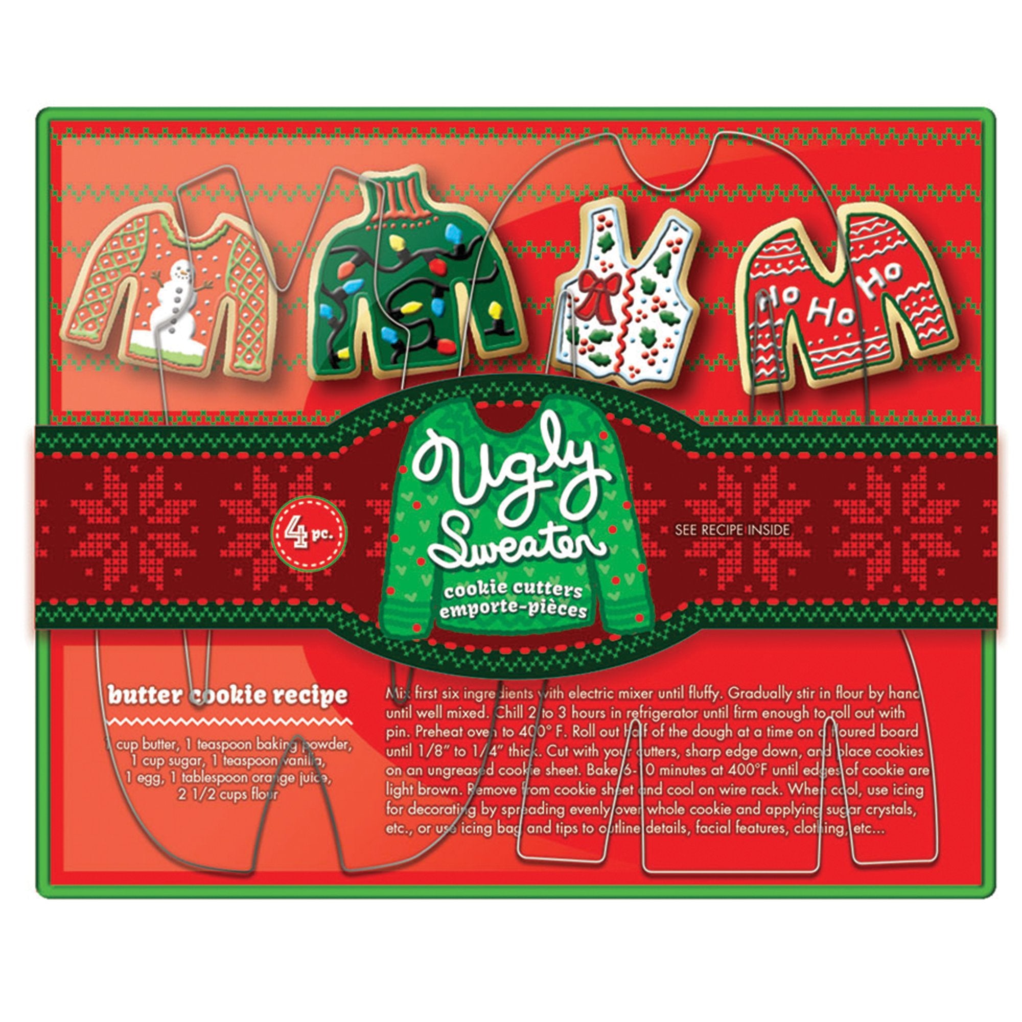 Fox Run Brands Ugly Sweater Cookie Cutter Set, Metallic